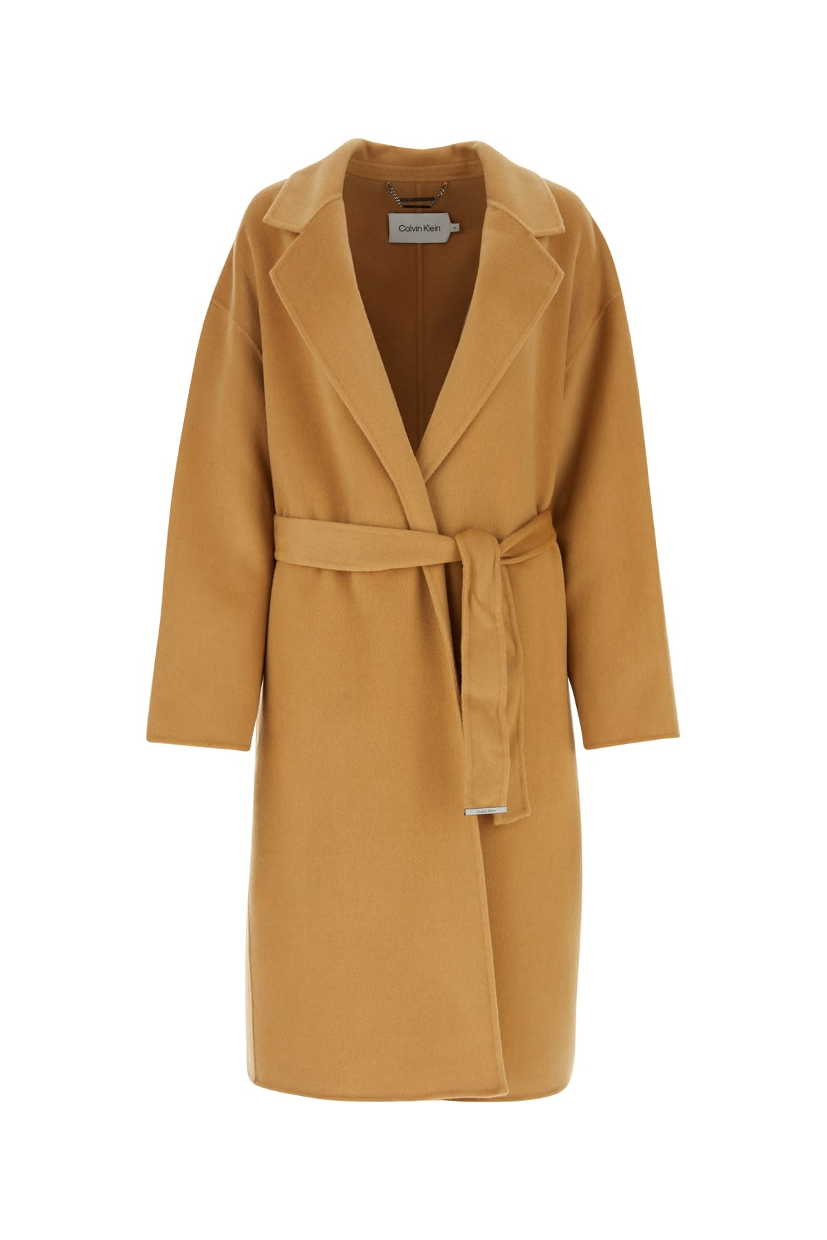 Shop Calvin Klein Df Wool Wrap Coat In Icedcoffee