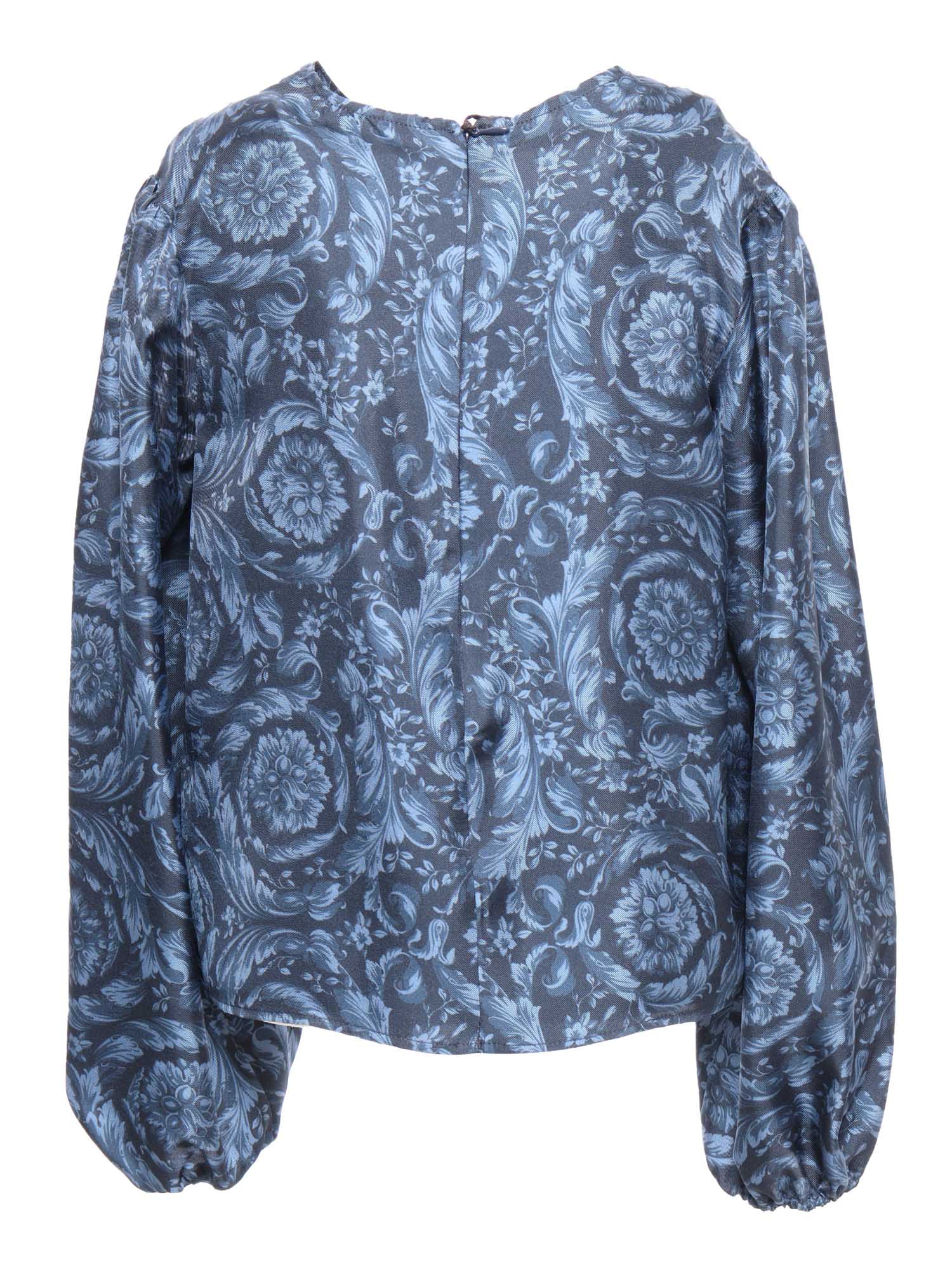 Shop Versace Baroque Style Shirt In Blue