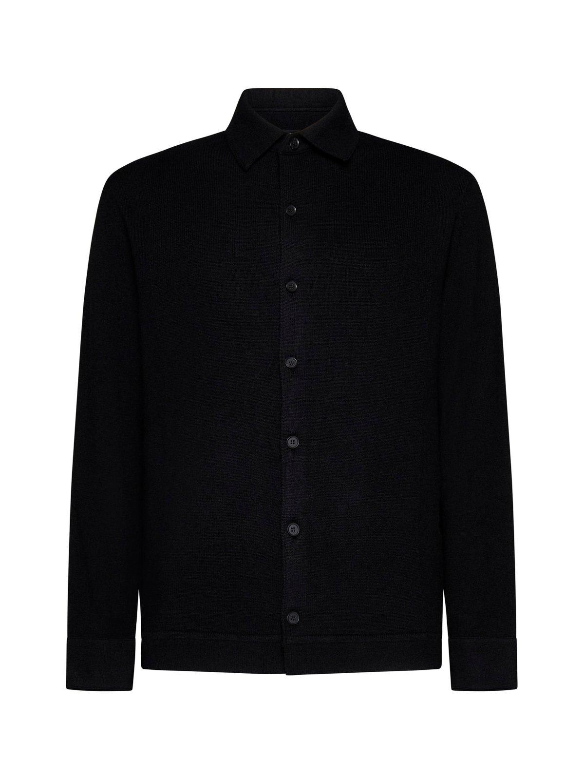Zegna Cotton And Cashmere-blend Twill Shirt In Black