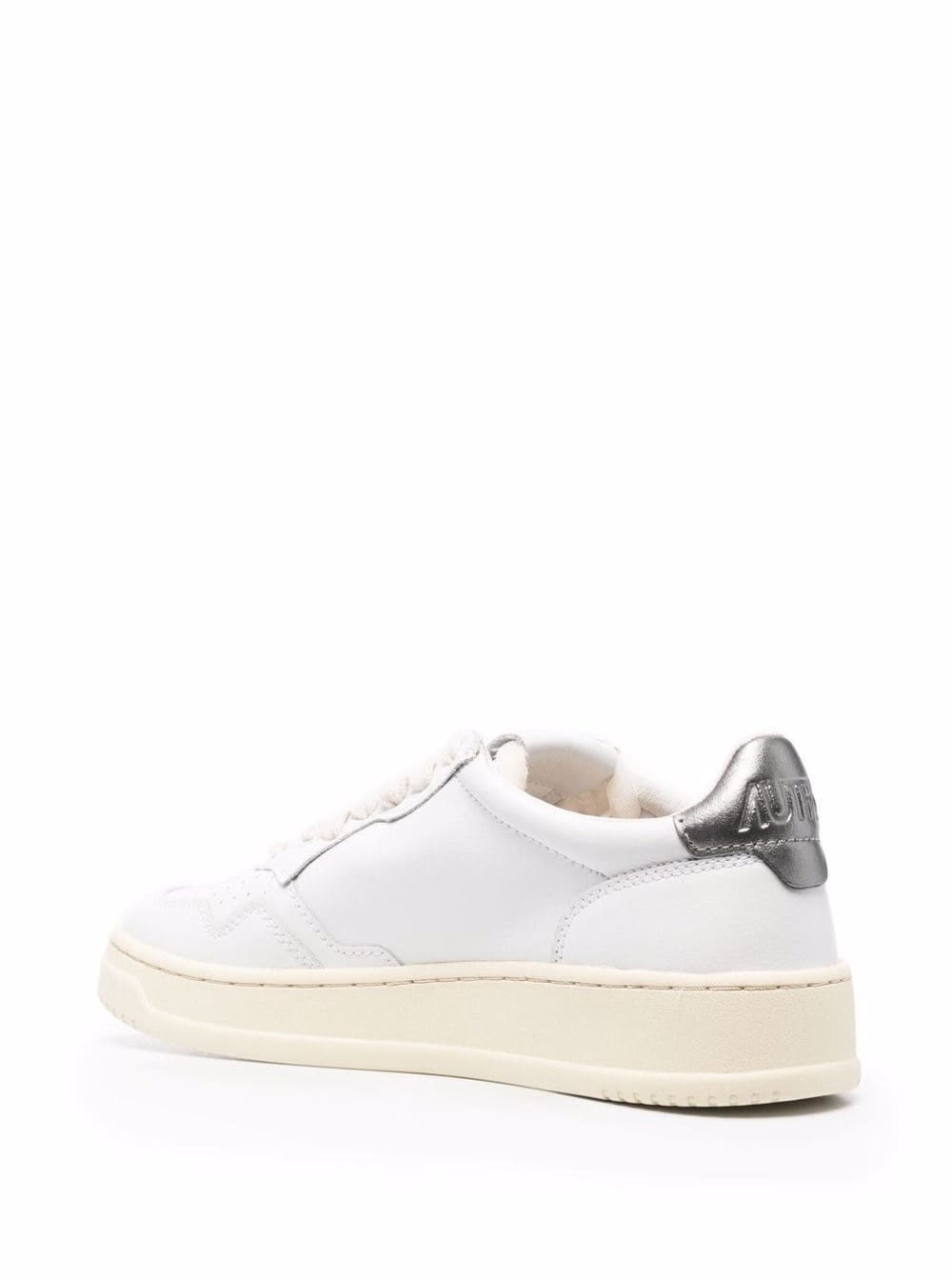 Shop Autry White And Silver Leather Sneakers  Woman