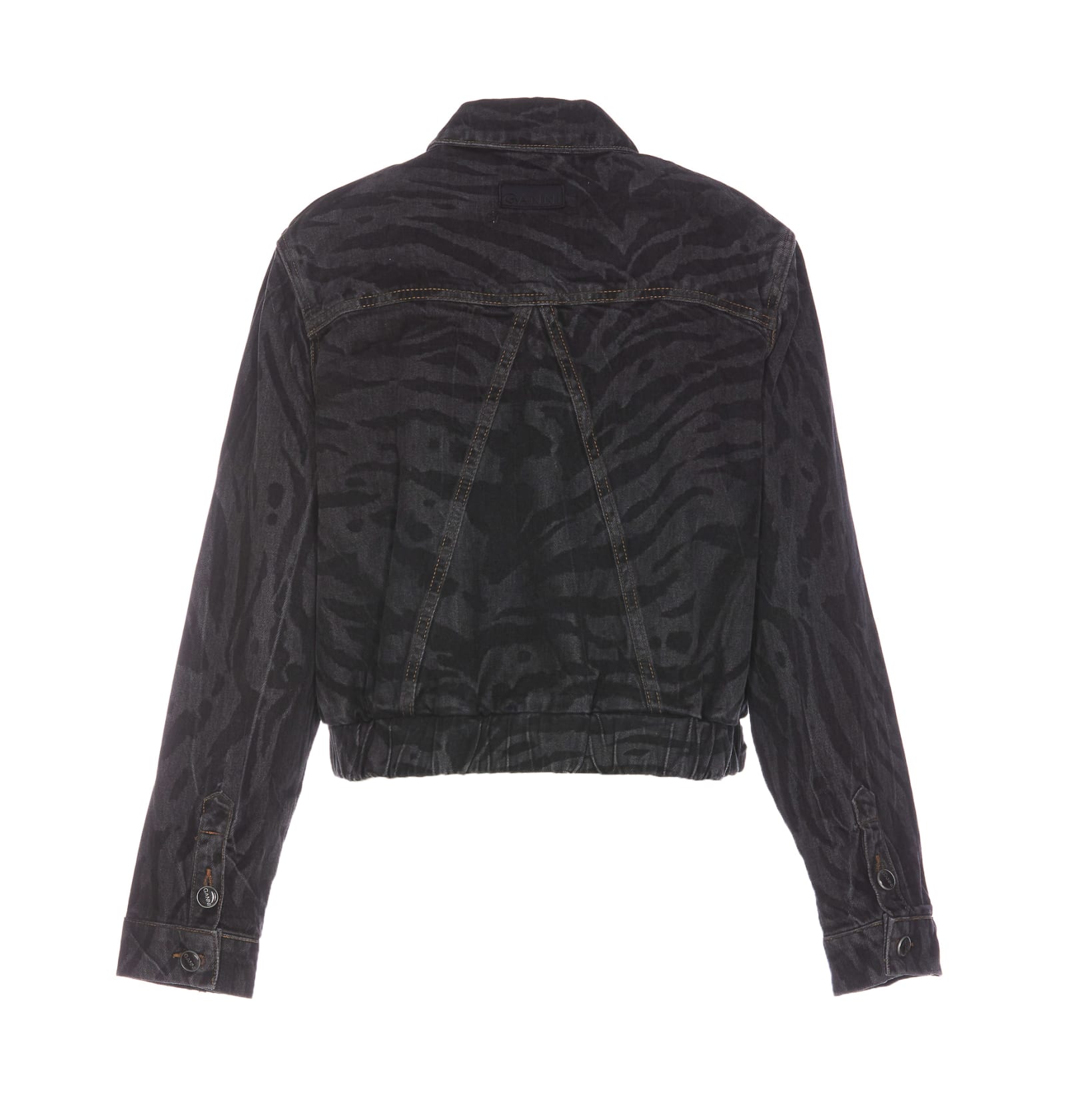 Shop Ganni Denim Jacket In Black