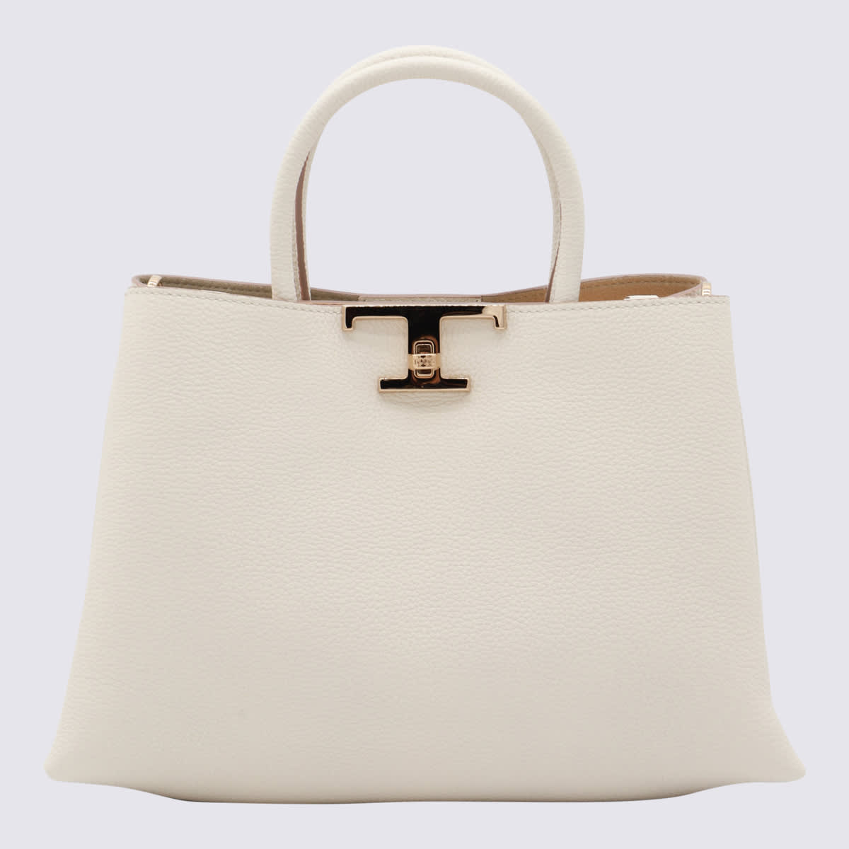 White Leathet Top Handle Bag