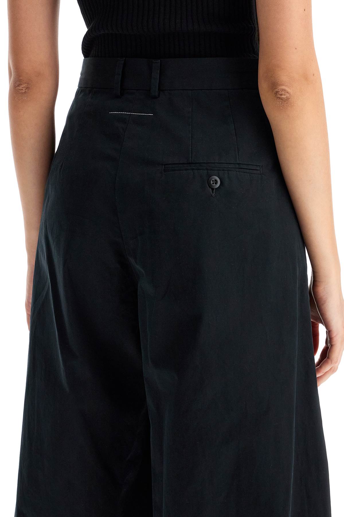 Shop Mm6 Maison Margiela Wide-legged Pants With Pleats In Black (black)