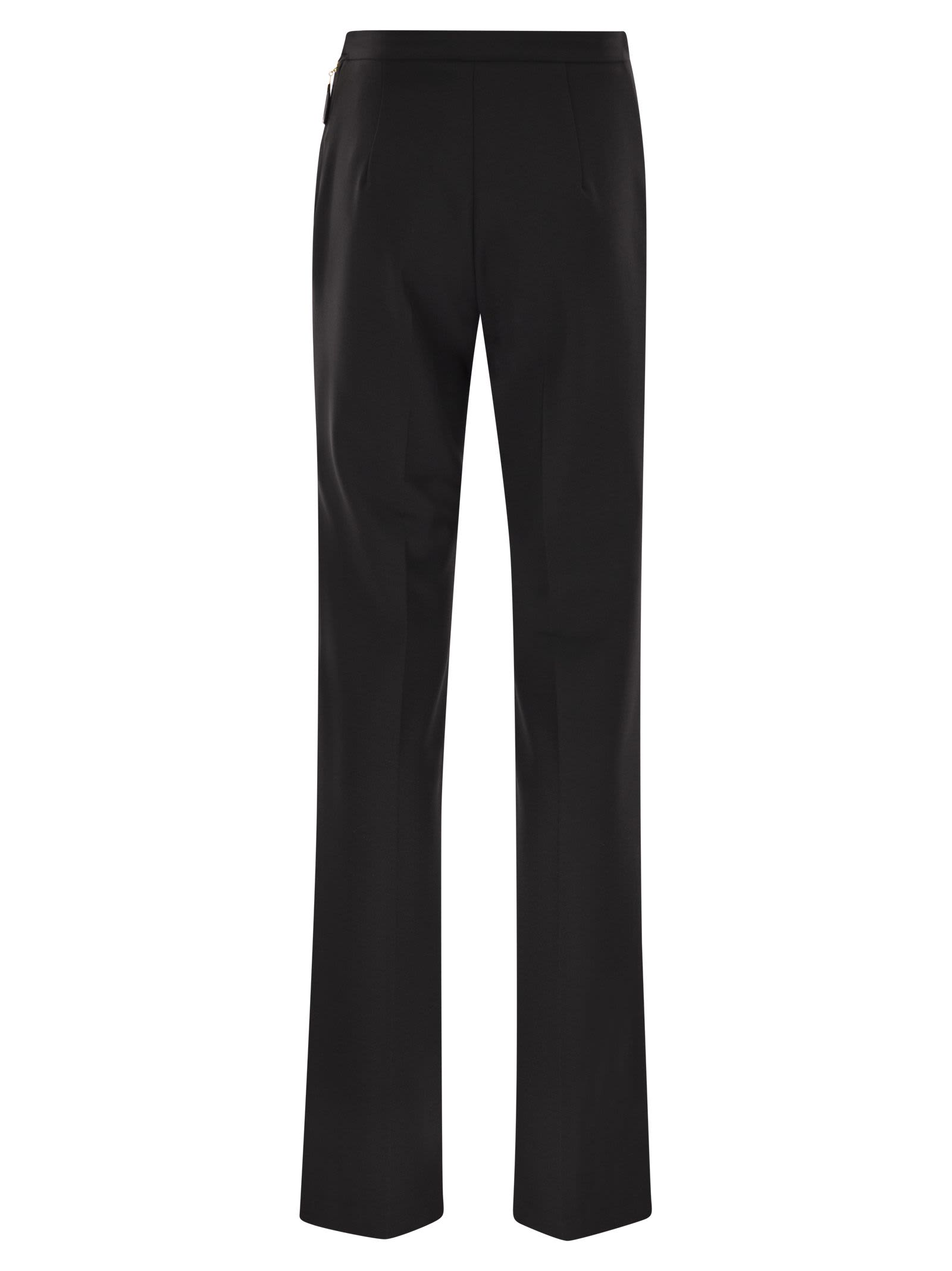 Elisabetta Franchi Double Crepe Trousers In Black