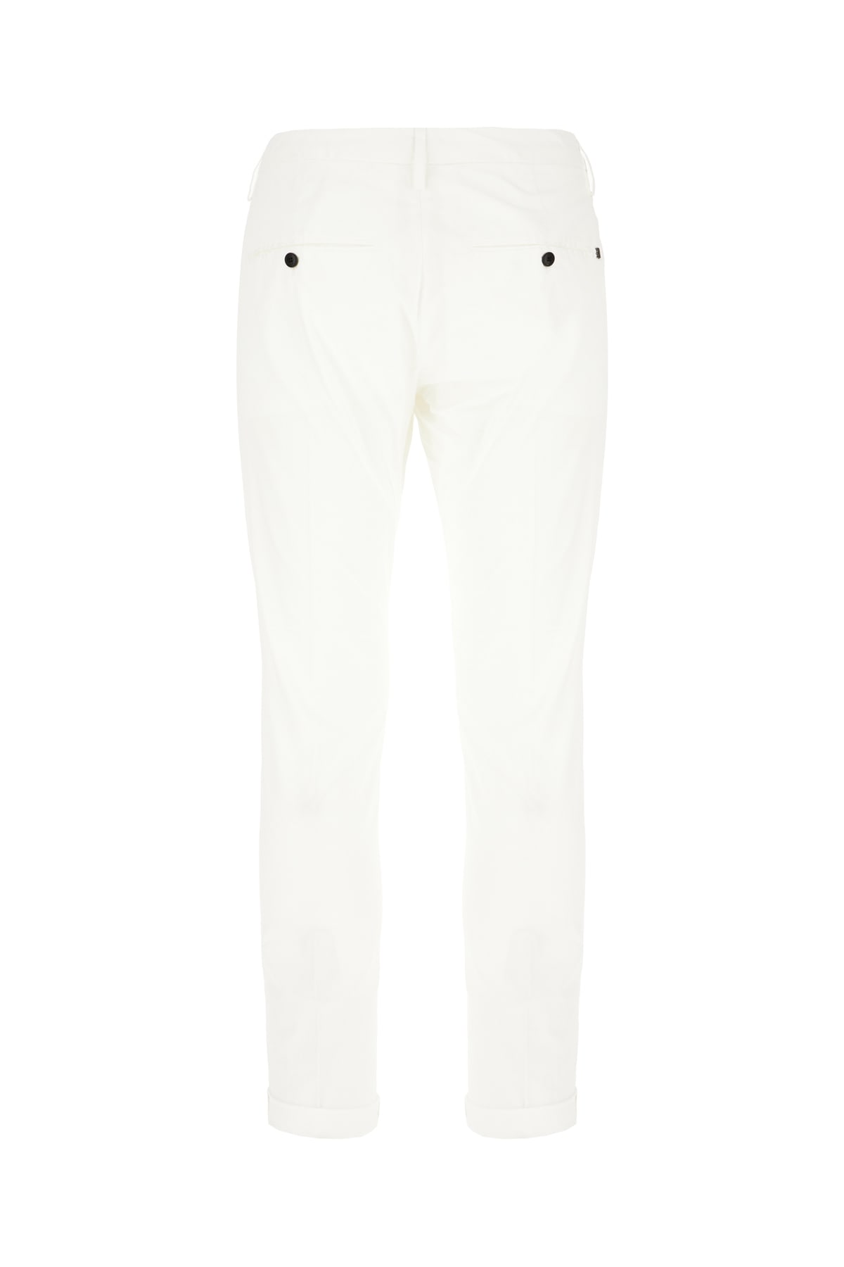 Dondup Cotton Stretch Chino Pants With Foldable Hemline In Bianco