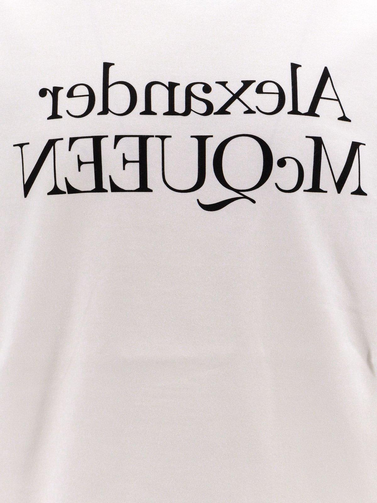 Shop Alexander Mcqueen Logo Printed Crewneck T-shirt In White