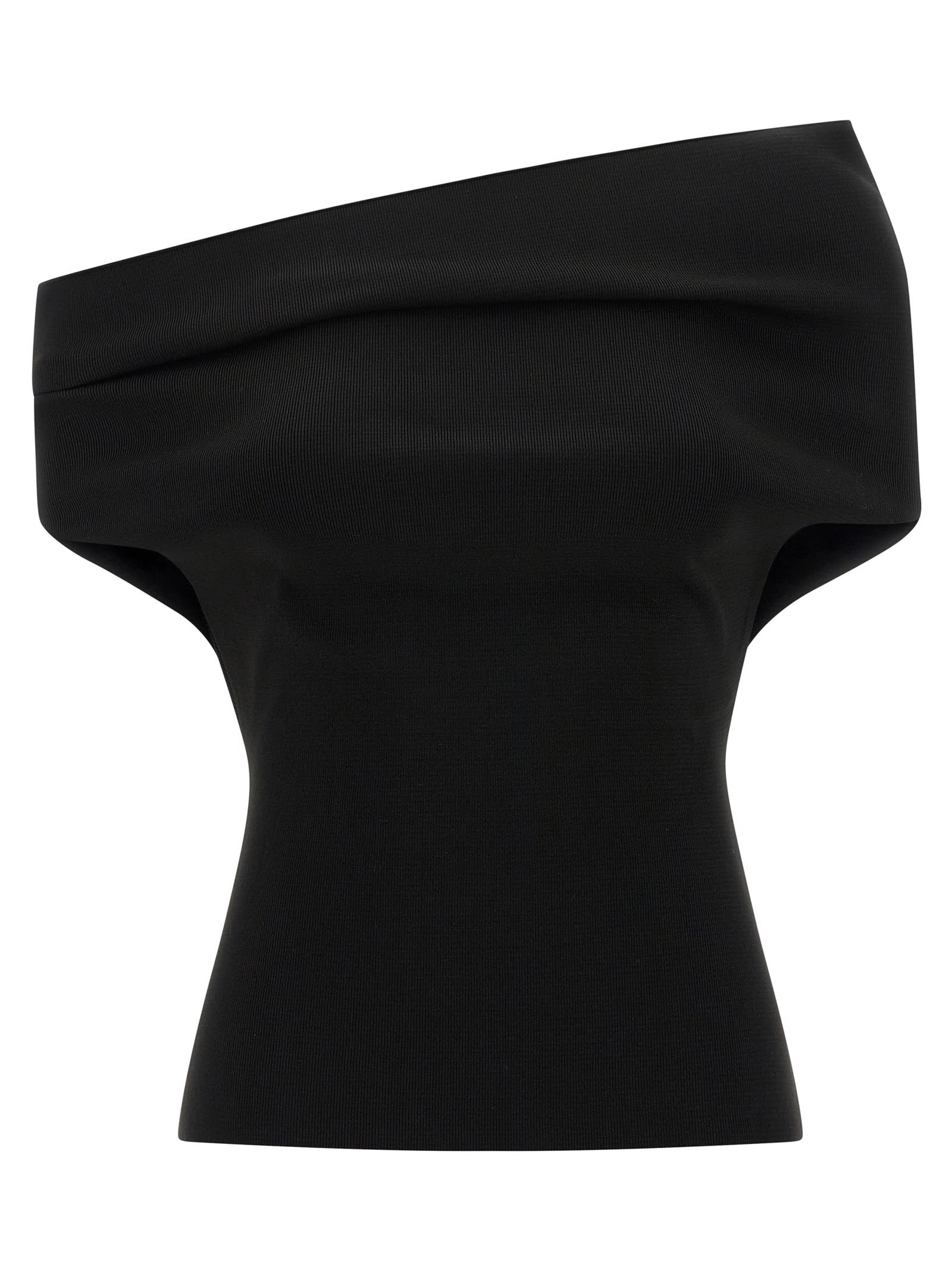 Armarium Debra Asymmetric Stretch-knit Top In Black