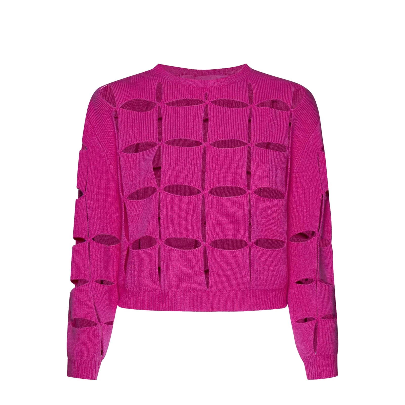 Shop Valentino Cut-out Wool Sweater In Pink