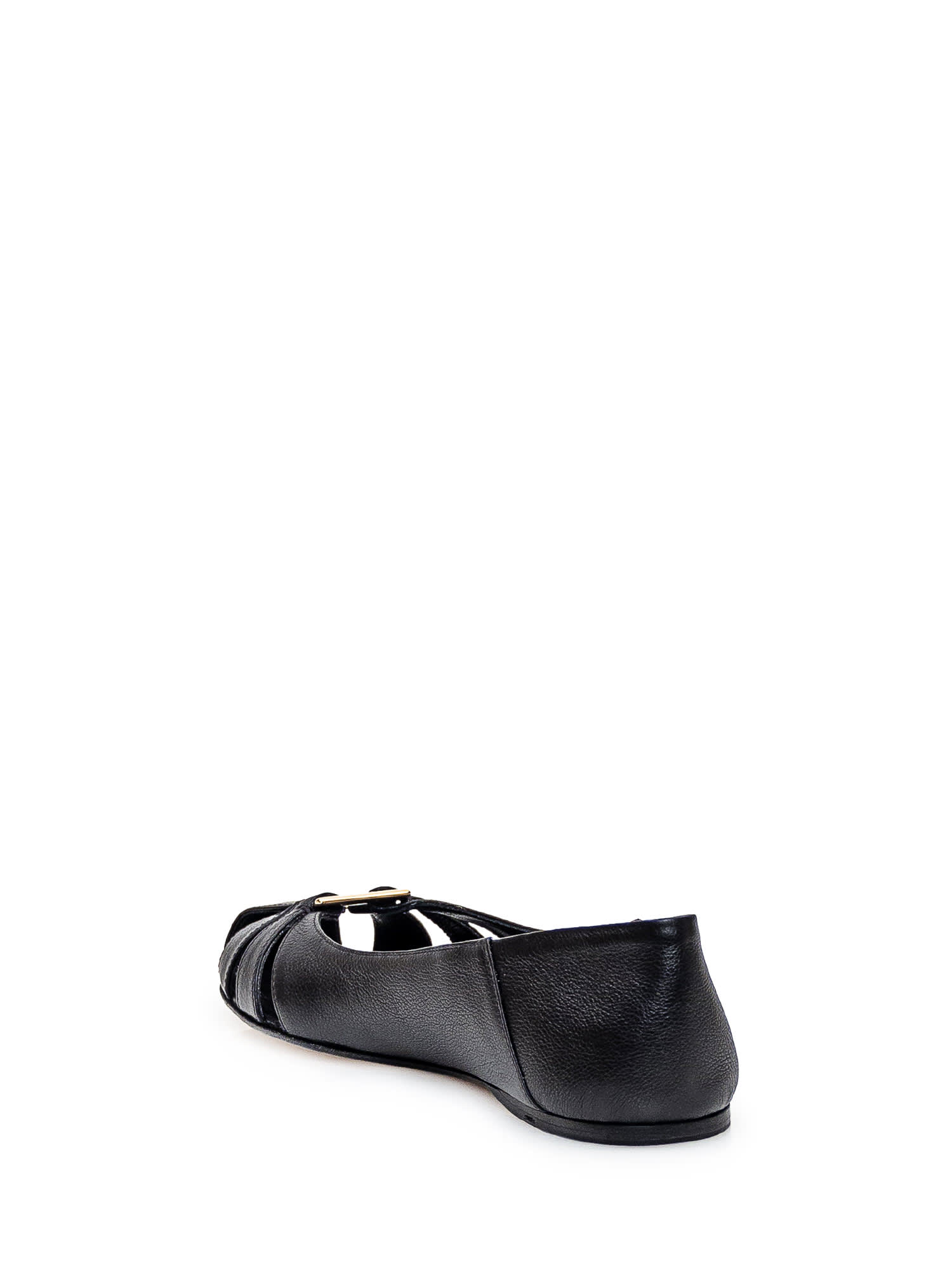 Shop Ferragamo Leather Ballerina In Nero