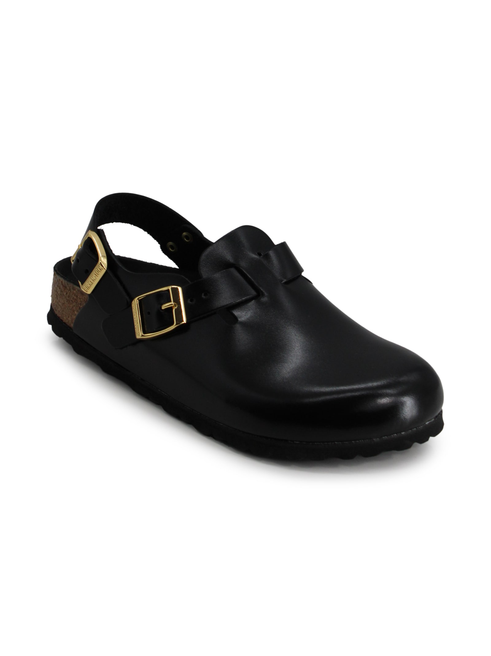 Birkenstock Amalfi Leather Sandals Oversized Buckle In Black