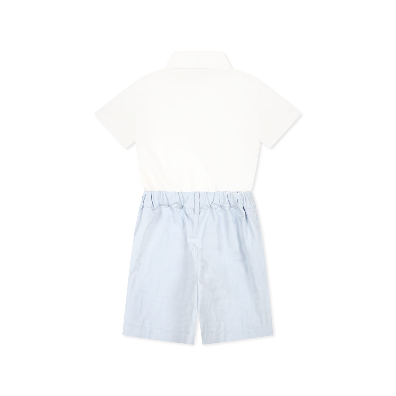 Fendi Light Blue Suit For Baby Boy With Ff In Multicolor