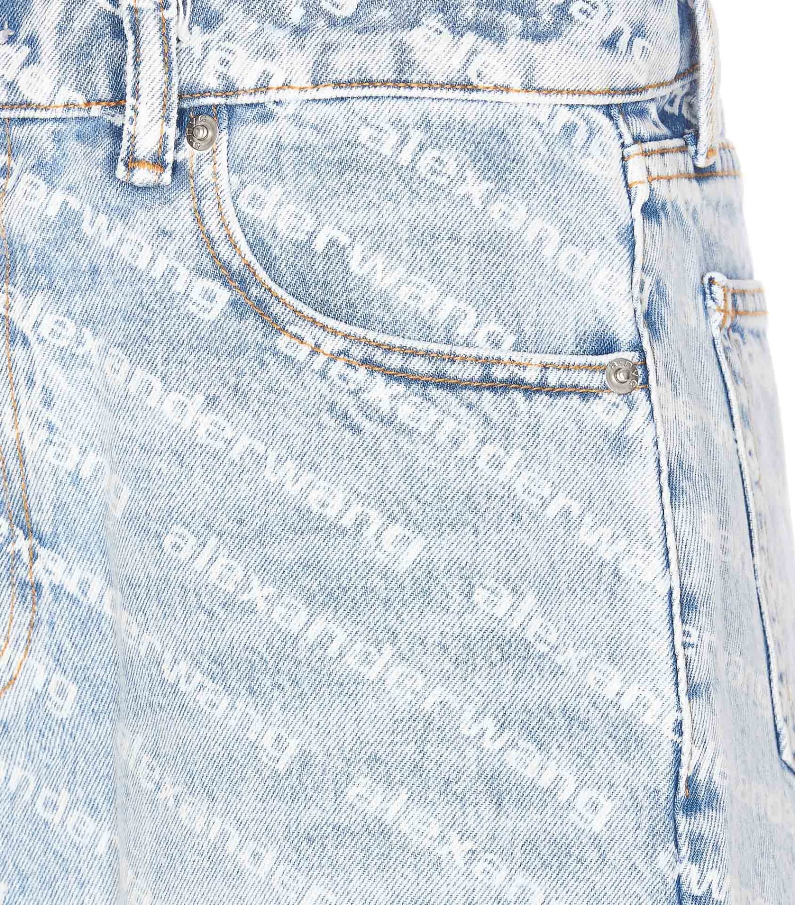 Shop Alexander Wang Bite Logo Denim Shorts In Blue