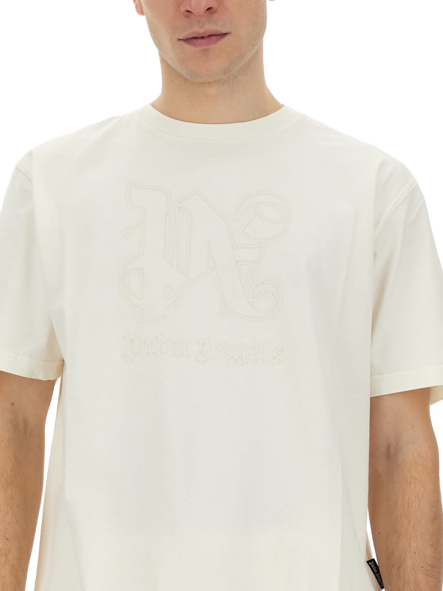 Shop Palm Angels T-shirt With Logo In White