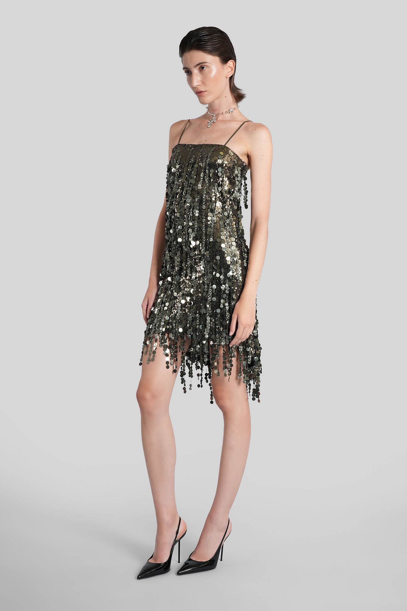 Blumarine Sequin-embellished Mini Dress In Green