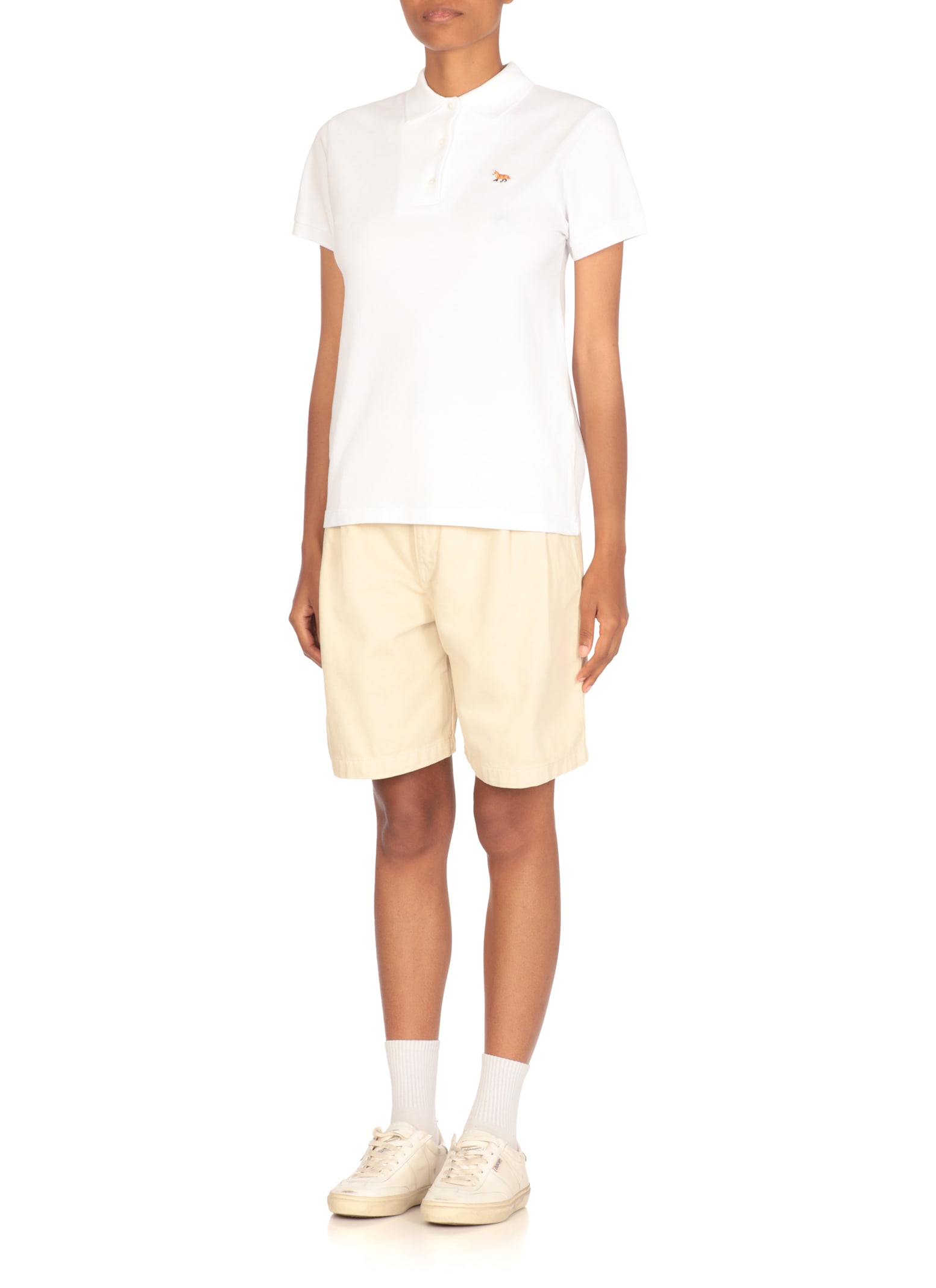 Maison Kitsuné Baby Fox Head Polo Shirt In White
