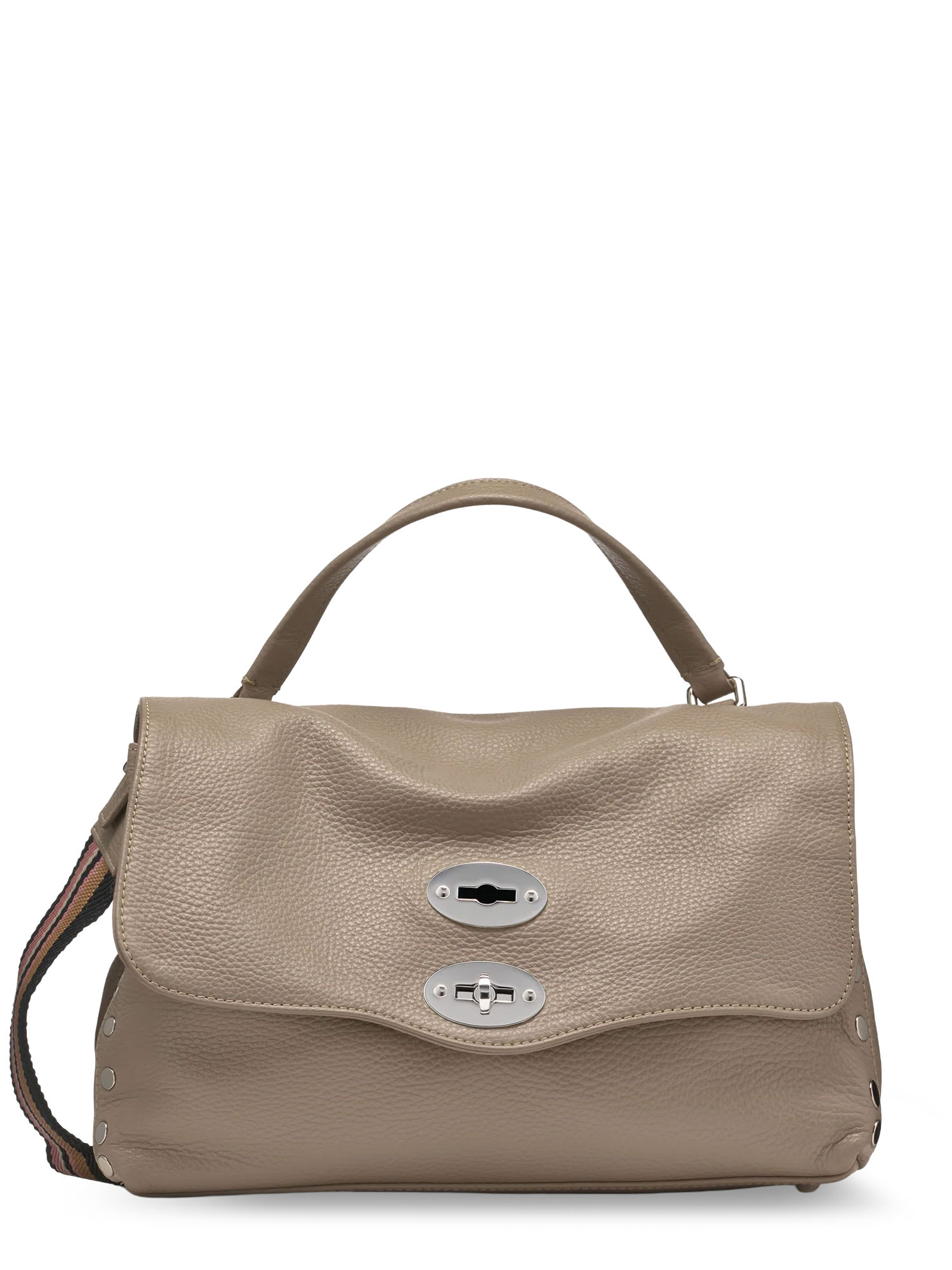 Zanellato Postina S Leather Crossbody Bag With Double Shoulder Strap In Gray
