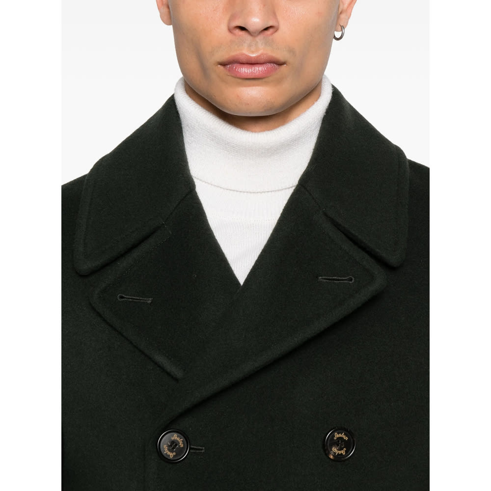 Sealup Buttoned Double-breasted Peacoat In Black