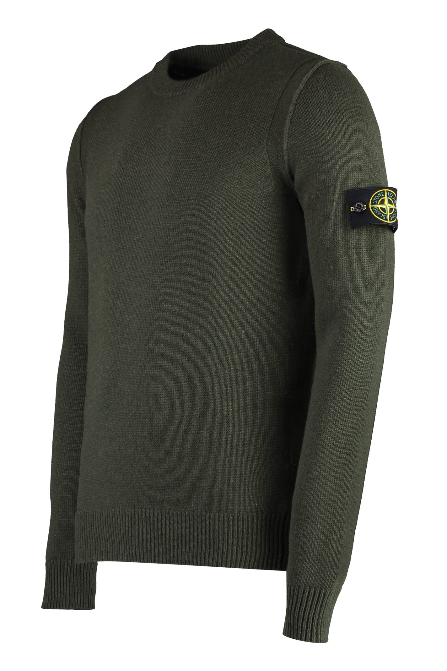 Shop Stone Island Crew-neck Wool Sweater In Green