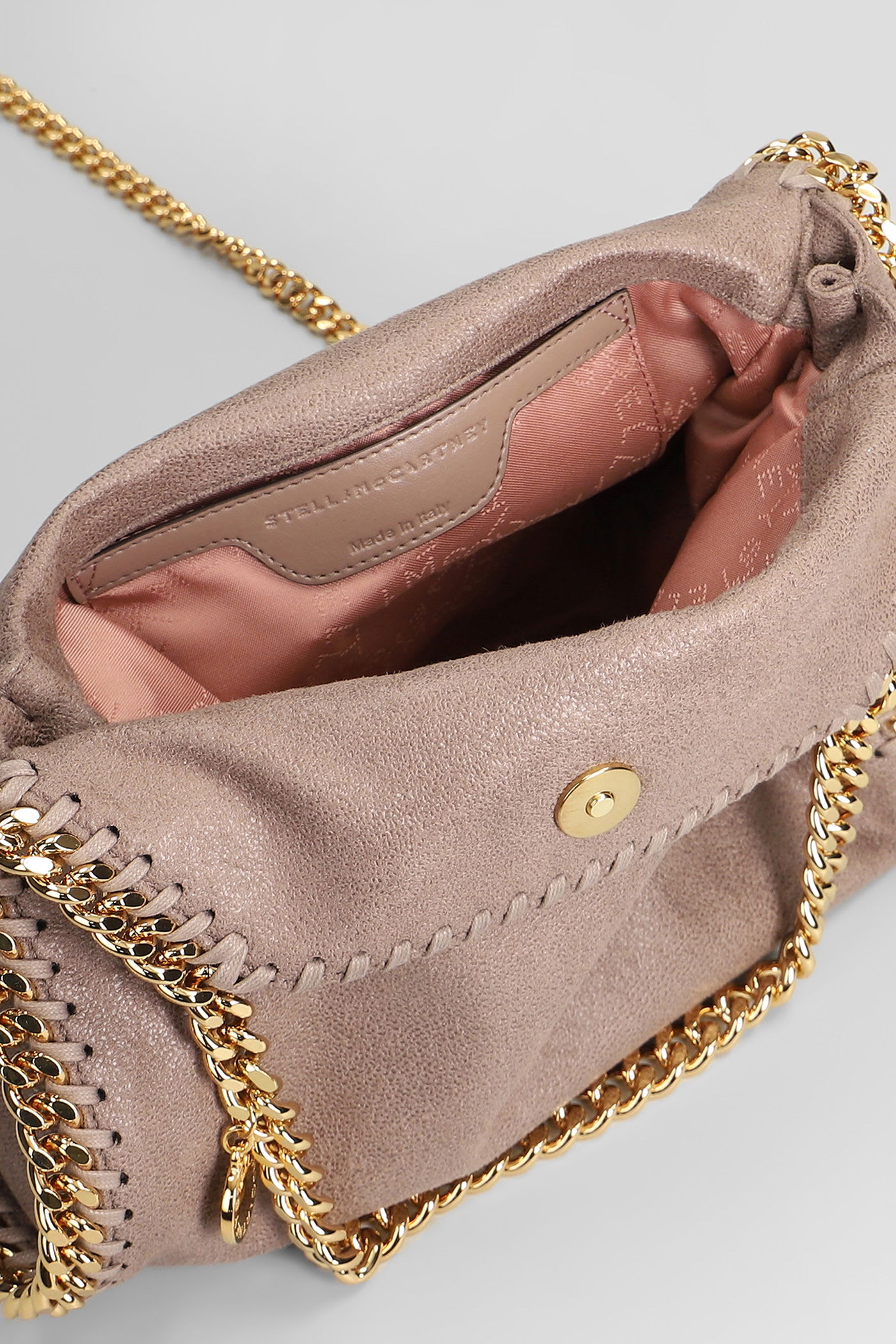 Stella Mccartney Falabella Micro Tote In Beige Polyester In Pink