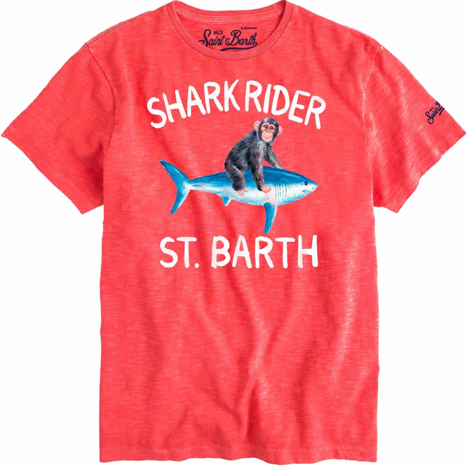 MC2 Saint Barth Red Boys T-shirt Shark Rider St Barth Print