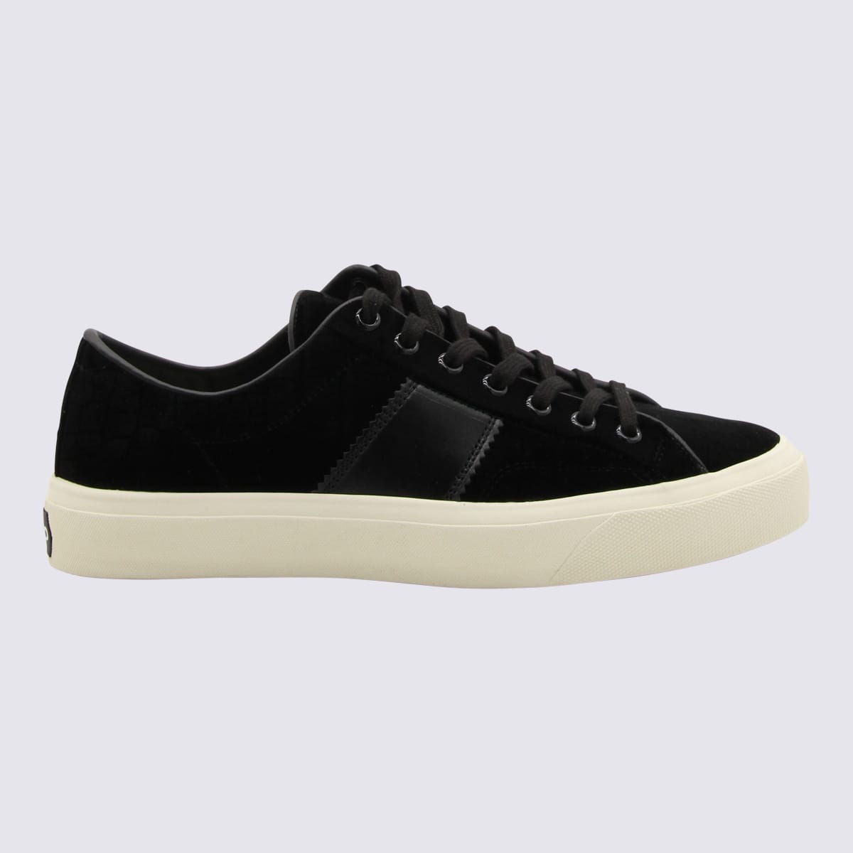 Shop Tom Ford Black And Cream Cambridge Sneakers In Black+cream