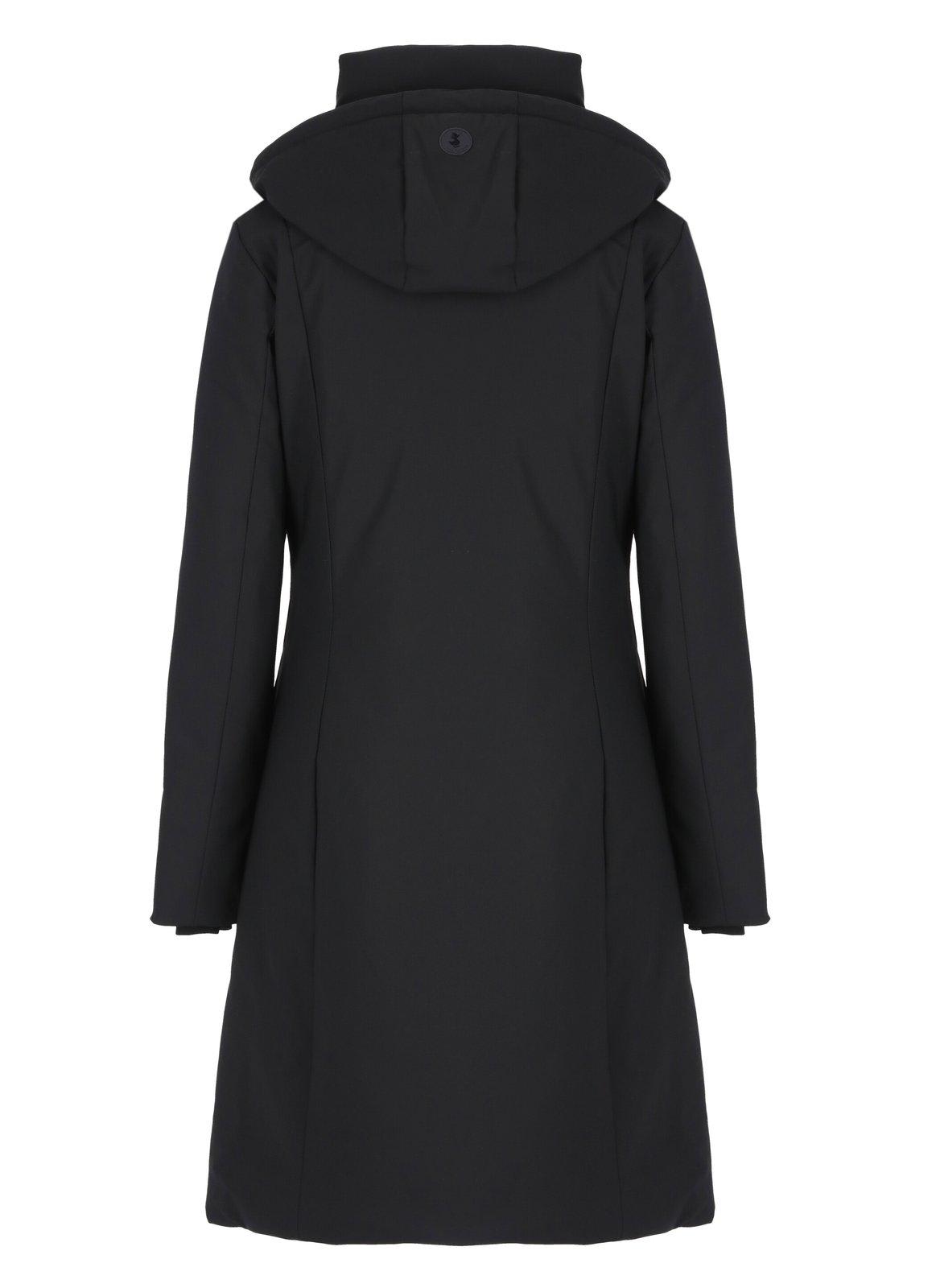 Shop Save The Duck Zip Up Hooded Long Coat In Black