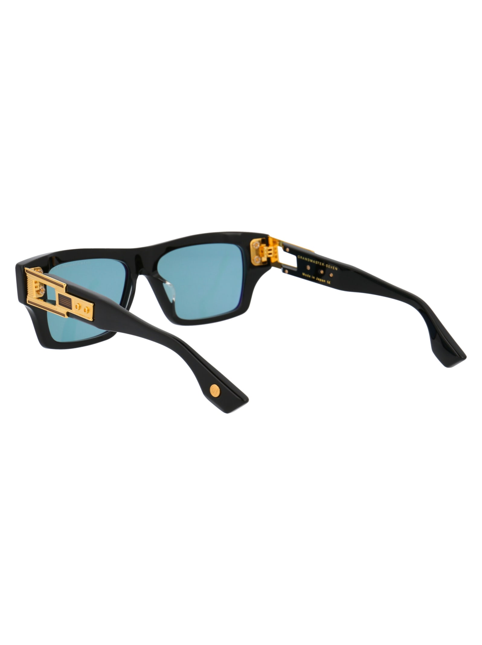 Shop Dita Grandmaster-seven Sunglasses In 01 Black - Yellow Gold W/ Dark Turquoise
