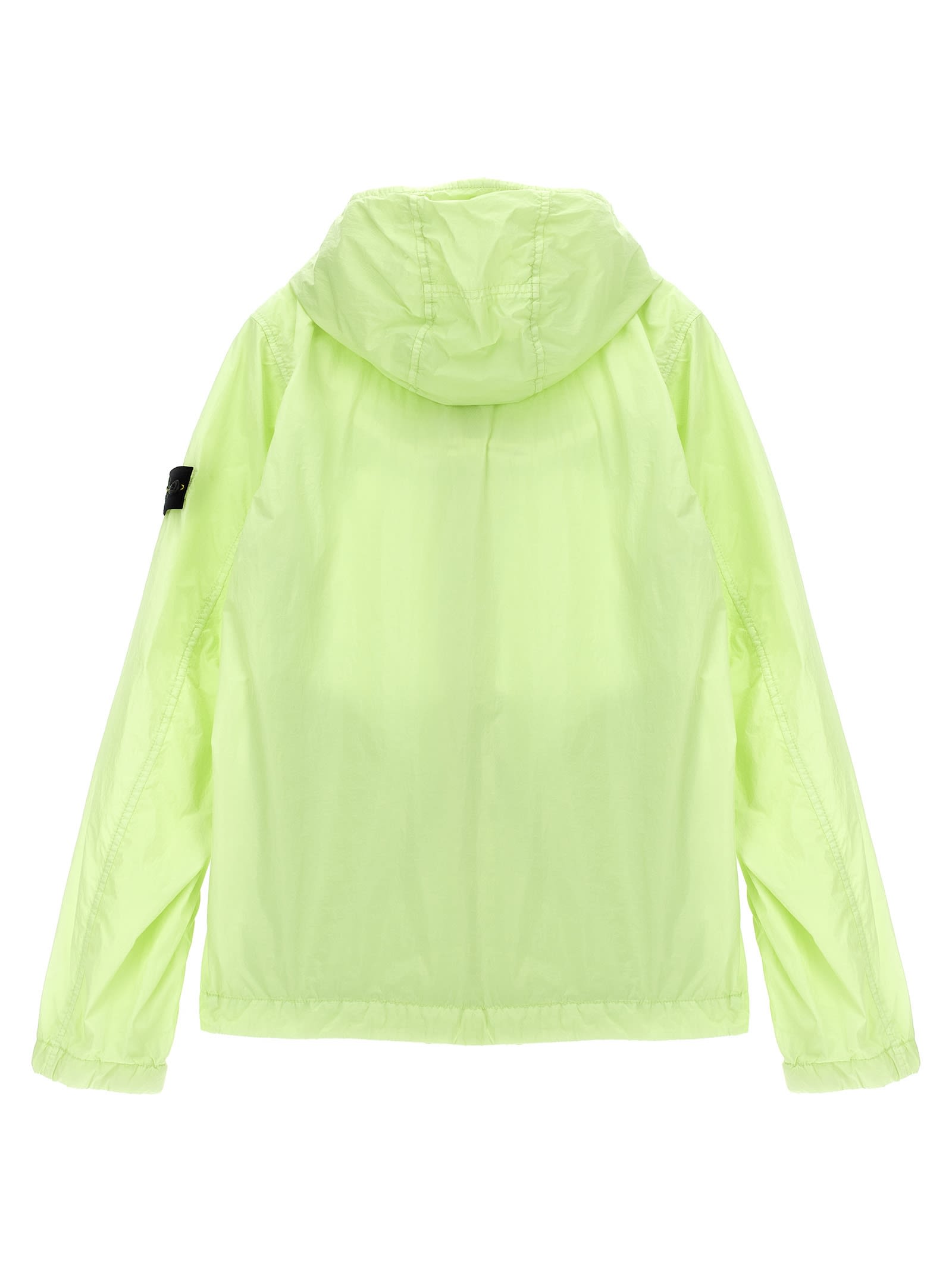 Stone Island Logo Badge Hooded Jacket In Green