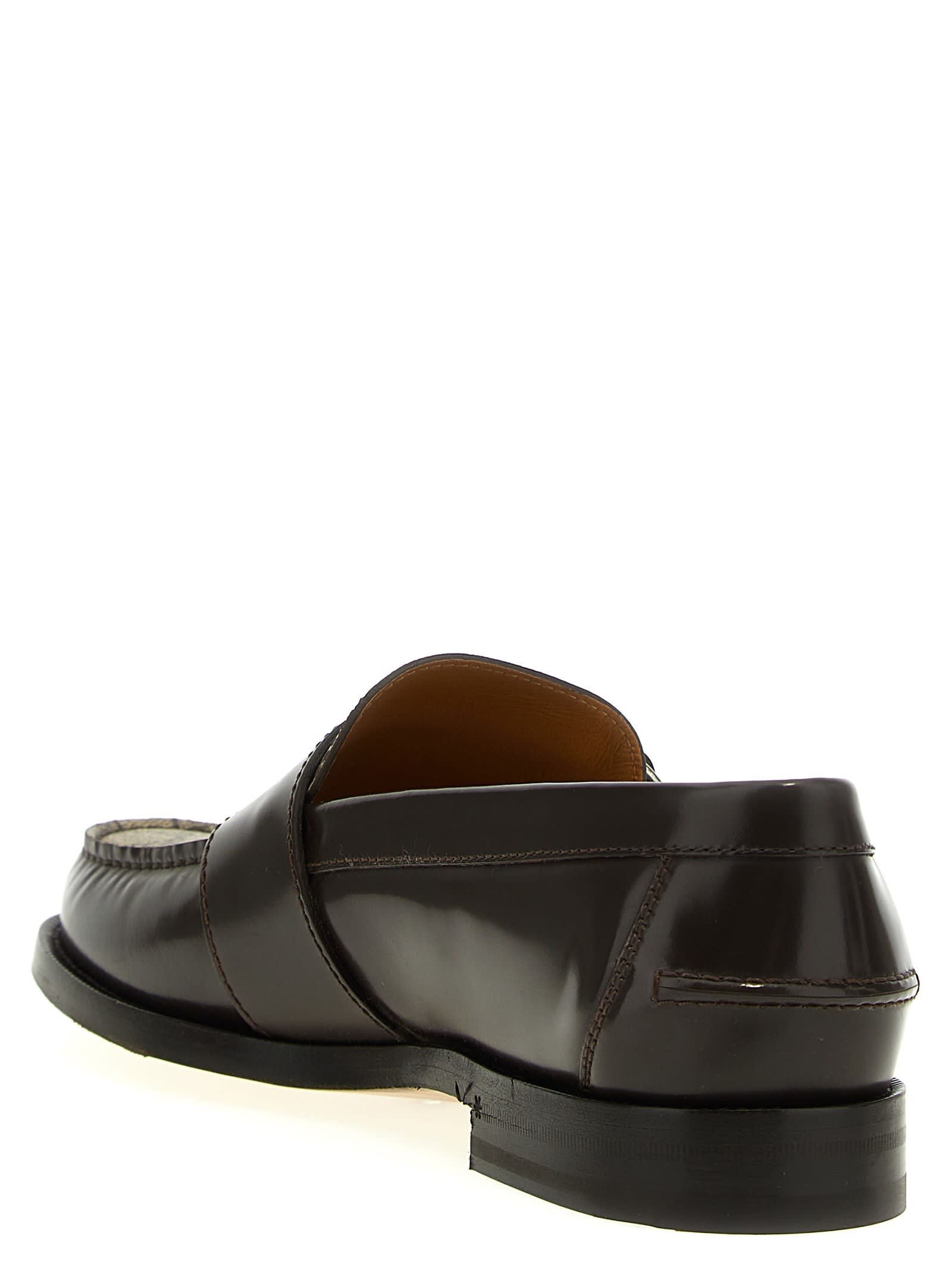 Shop Gucci Gg Buckle Loafers In Brown