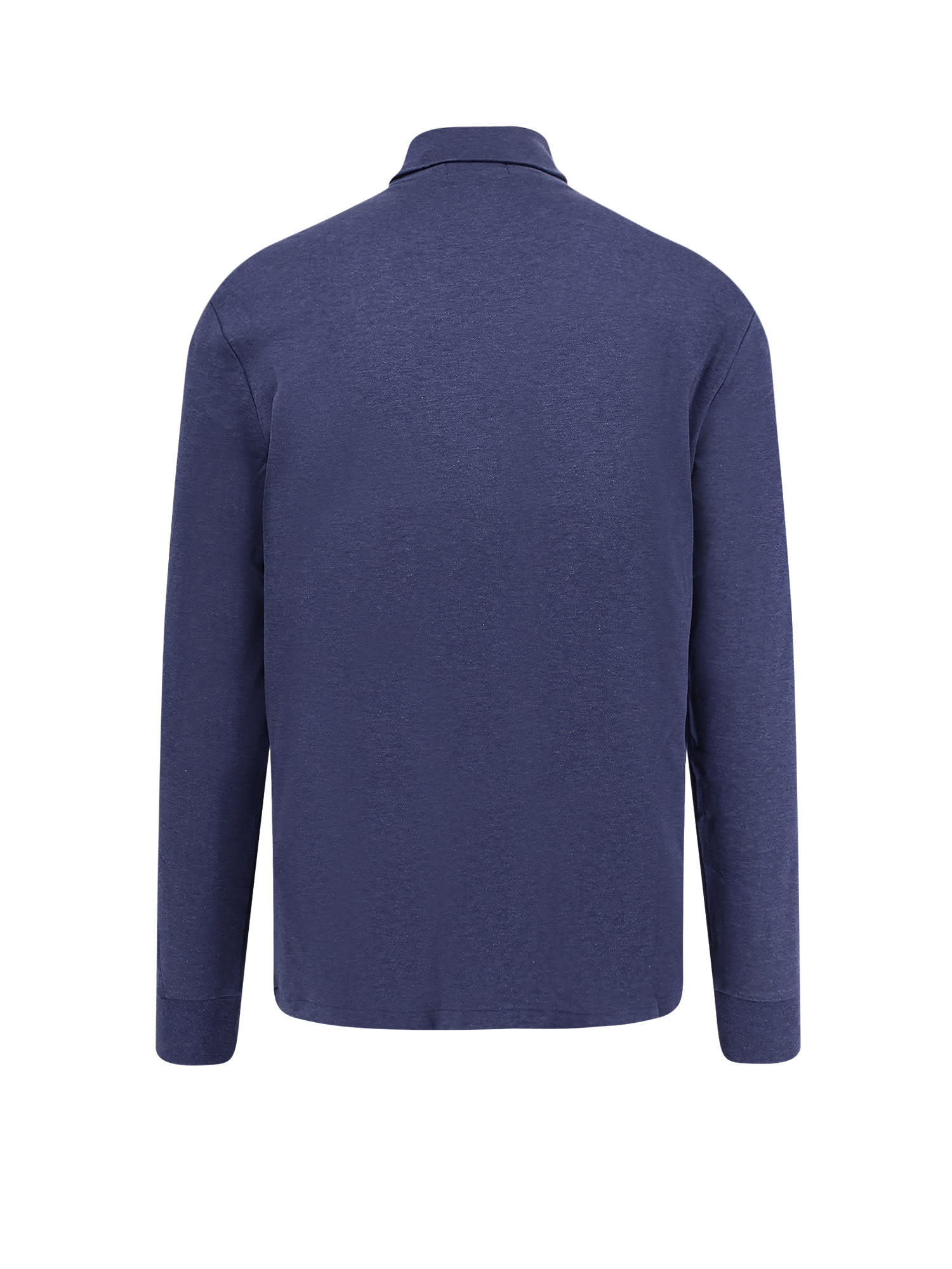 Polo Ralph Lauren Ribbed Cotton Turtleneck Sweater With Long Sleeves In Blue