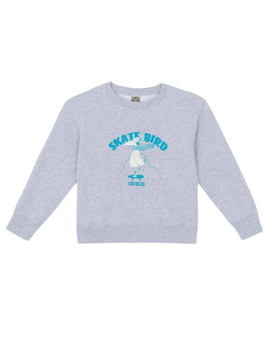 Bonton Kids' Smile Skatebird Sweater In Blue