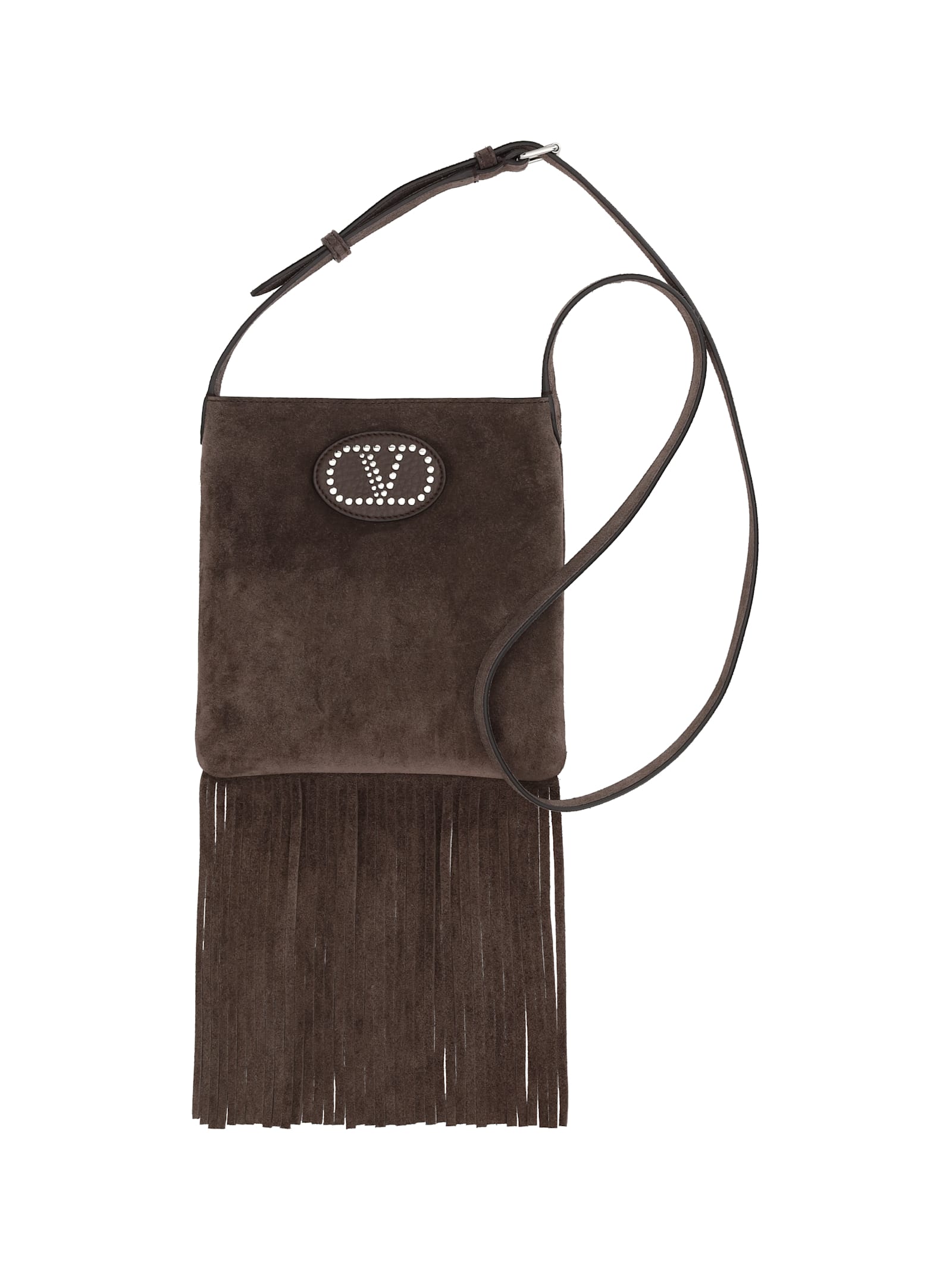 Valentino Suede Shoulder Bag In Brown