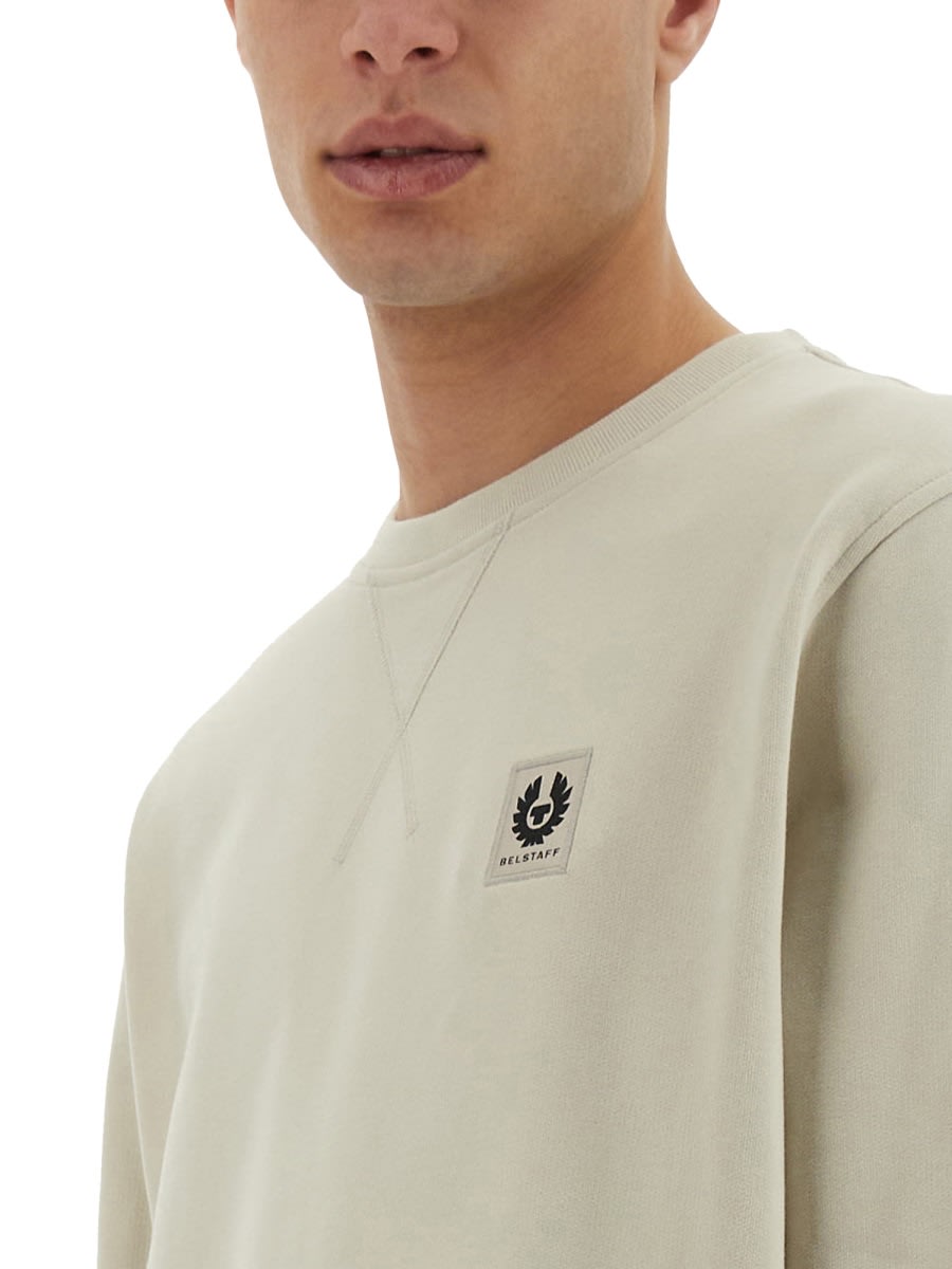 Belstaff Logo Patch Crew Neck Sweater In Beige