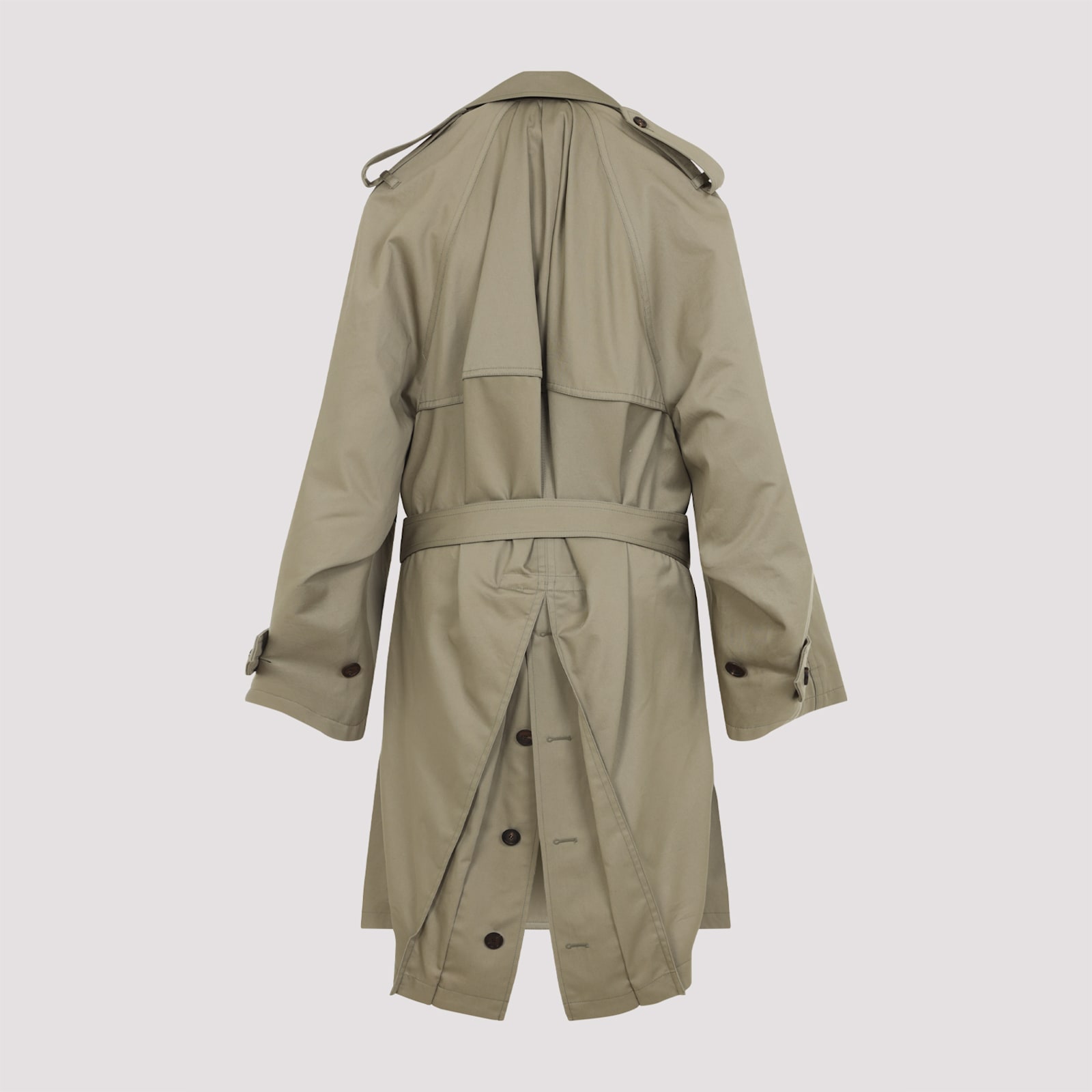 Balenciaga Beige Double-breasted Cotton Trench Coat In Gray