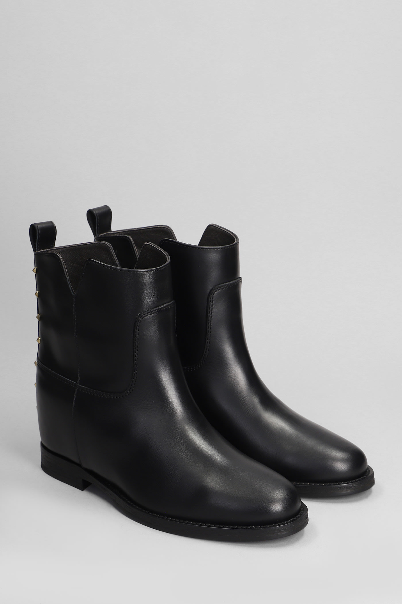 VIA ROMA 15 ANKLE BOOTS INSIDE WEDGE IN BLACK LEATHER