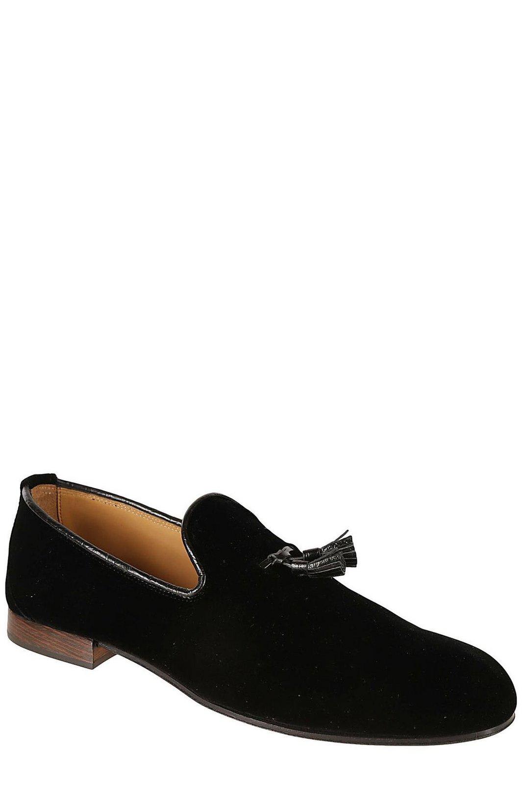 Shop Tom Ford Tassel-detail Almond-toe Velvet Loafers In Black