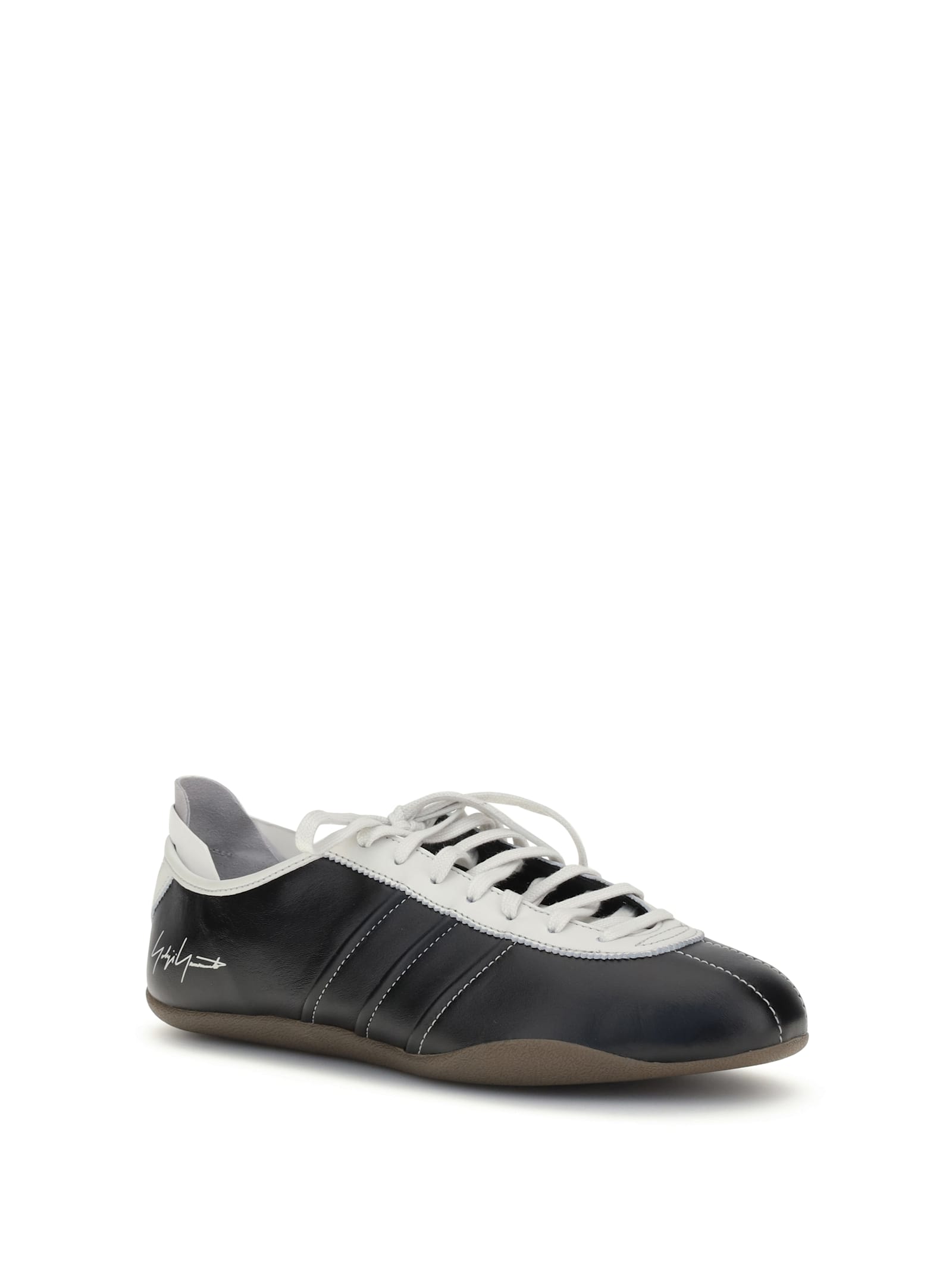 Y-3 Debossed Leather Tokyo Sneakers With Lace-up Closure In Black