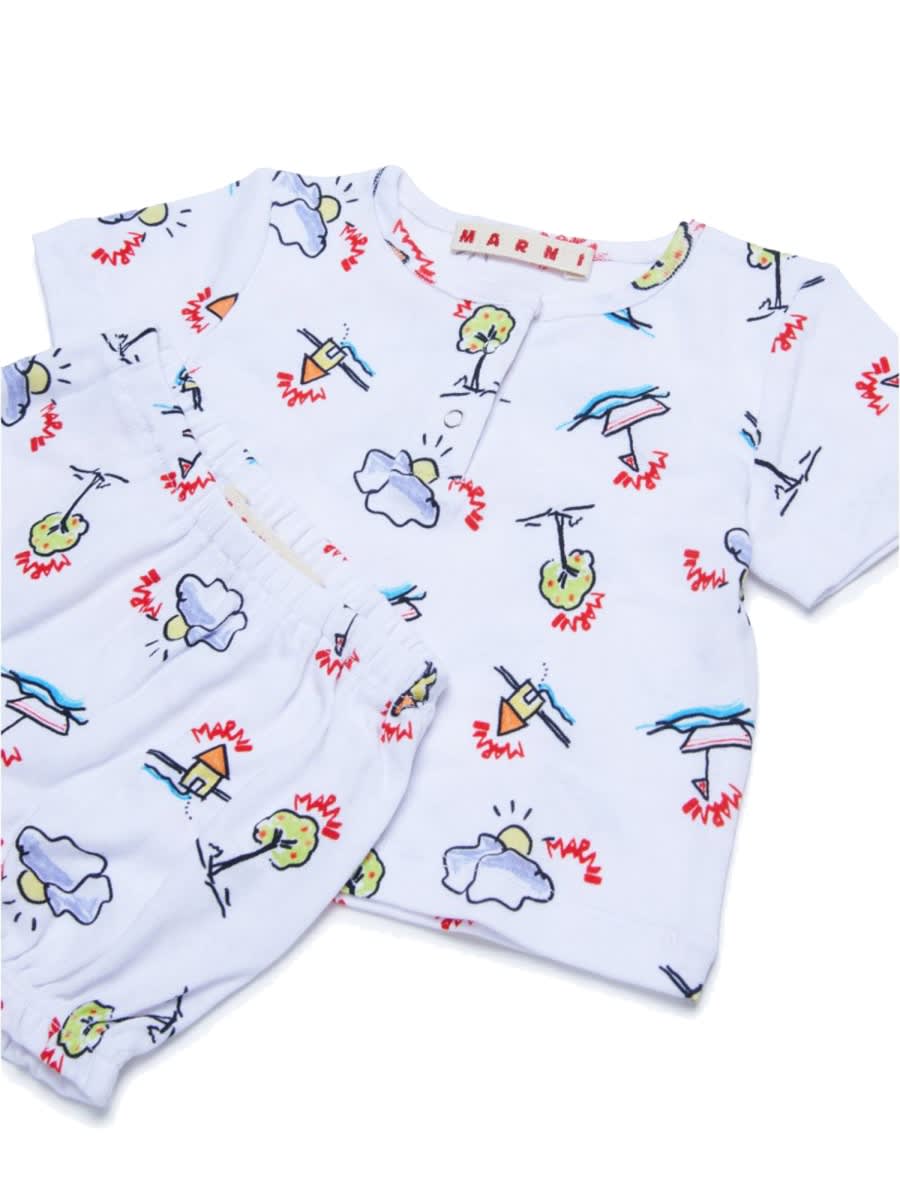 Marni T-shirt And Shorts Kit In Gray