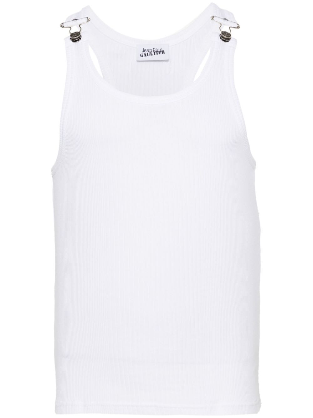 Ribbed Tank Top With Overall Buckles