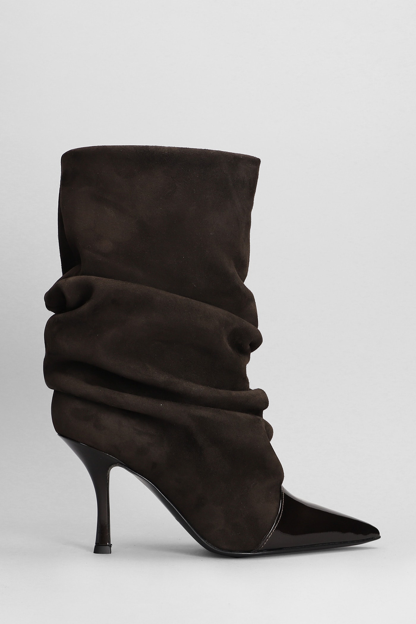 High Heels Ankle Boots In Brown Suede