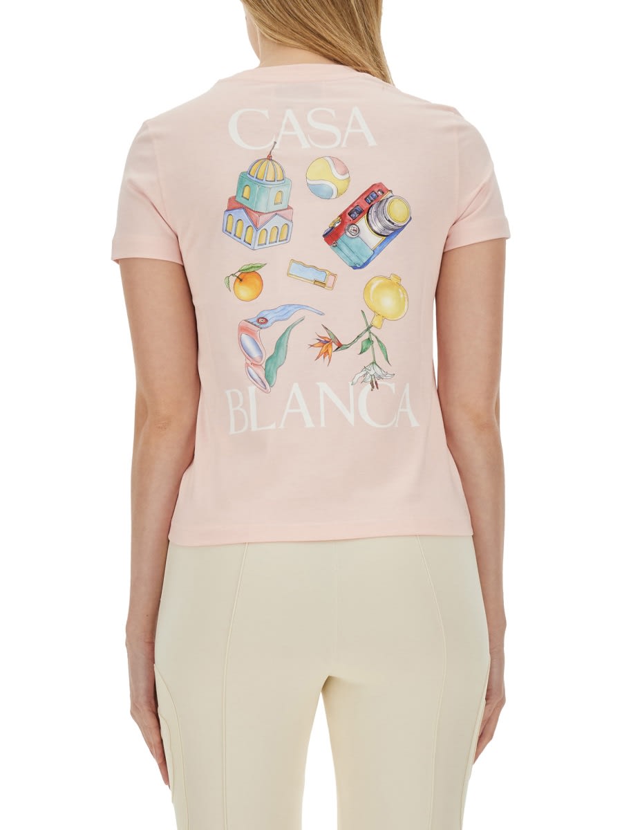 Shop Casablanca T-shirt With Logo In Pink