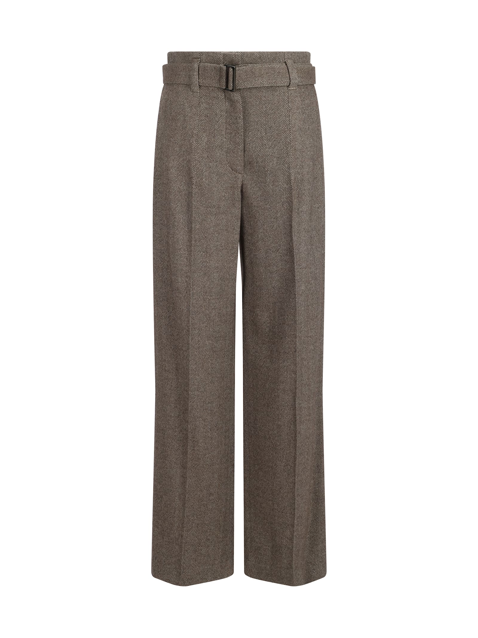 Brunello Cucinelli Chevron Pants In Brown/panama