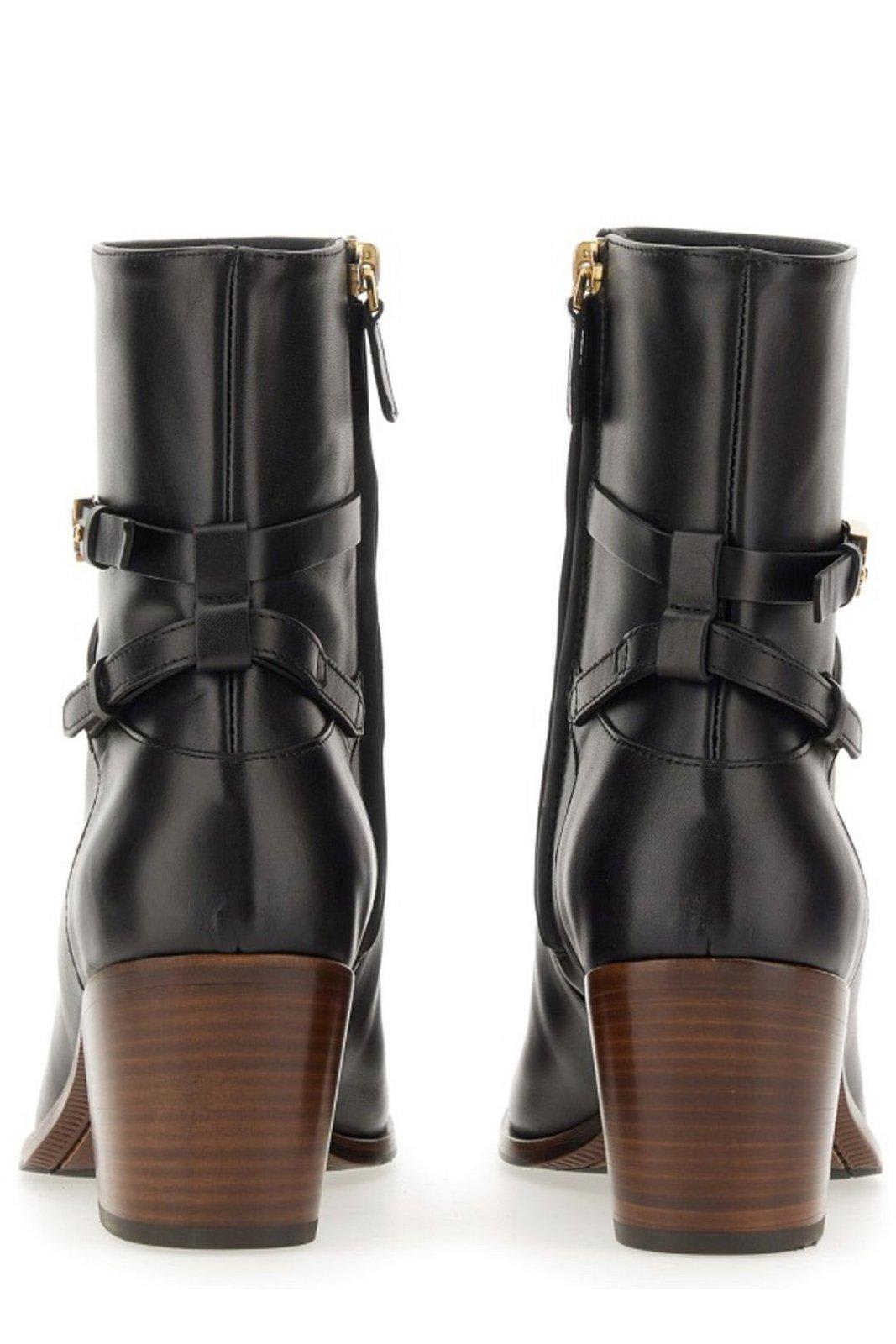 Shop Tod's Logo-plaque Almond Toe Ankle Boots In Black