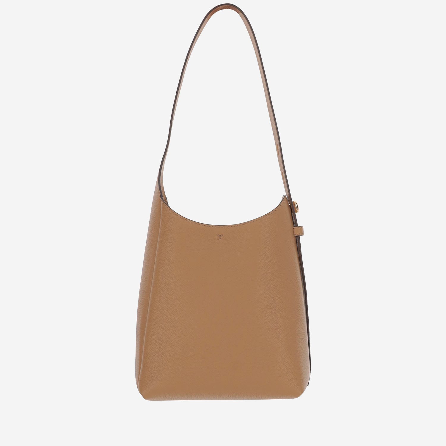 Tory Burch Light Brown Leather Hobo Romy Small Shoulder Bag In Nude