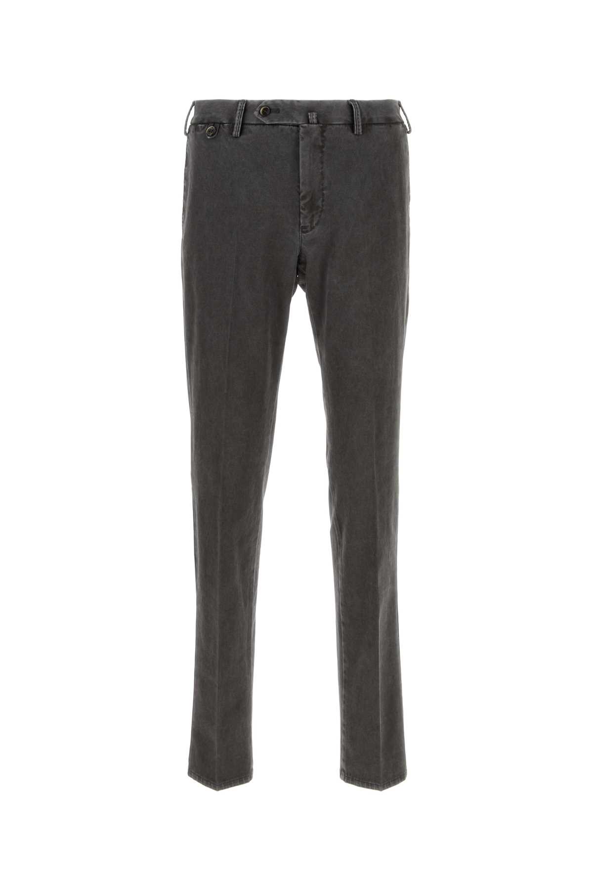 Shop Pt Torino Charcoal Stretch Cotton Pant In Antracite