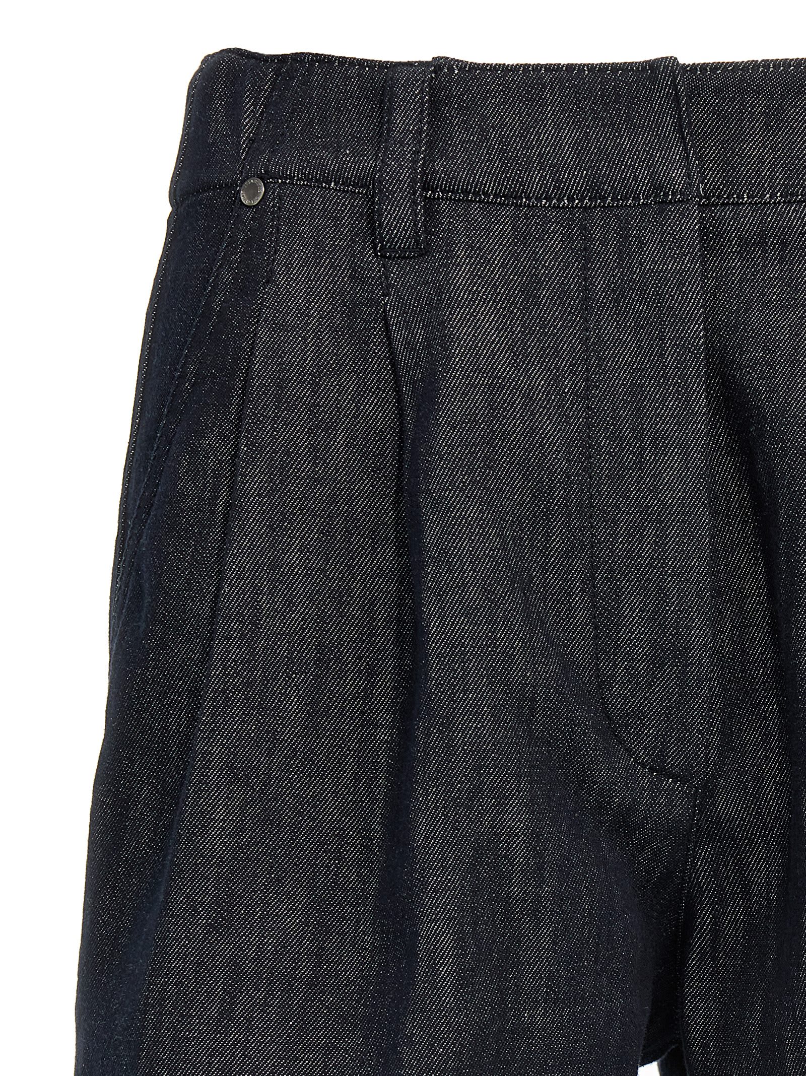 Brunello Cucinelli Cotton Denim Shorts With Monile Detailing In Blue