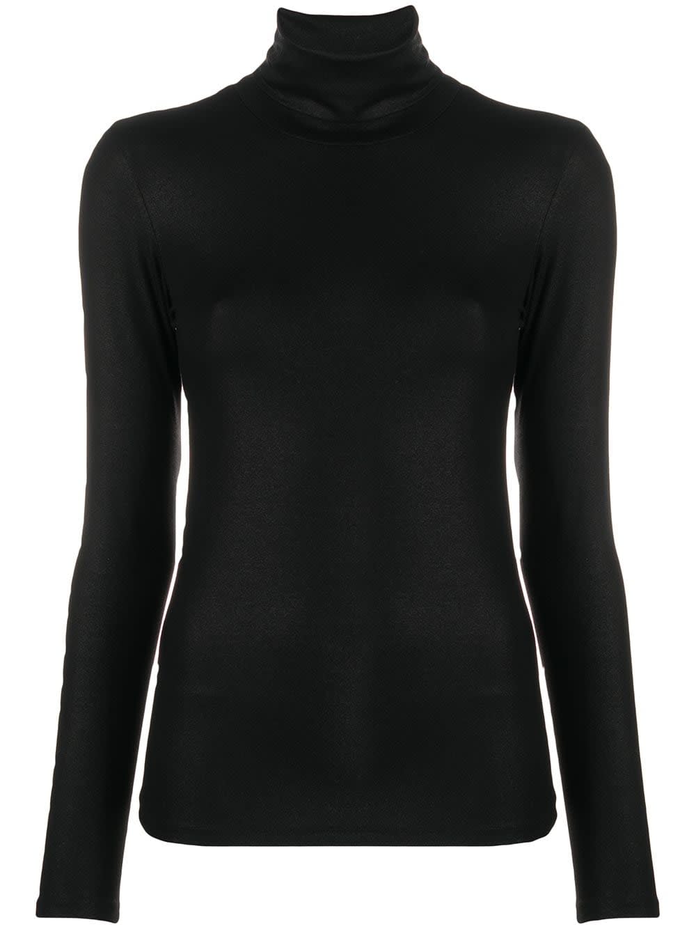 Majestic Cotton-cashmere Long Sleeve Turtleneck Top In Black