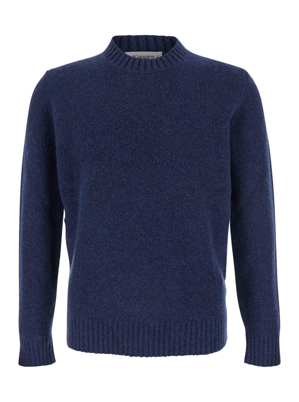 Kangra Cashmere Blue Crewneck Sweater In Wool Man In Blue