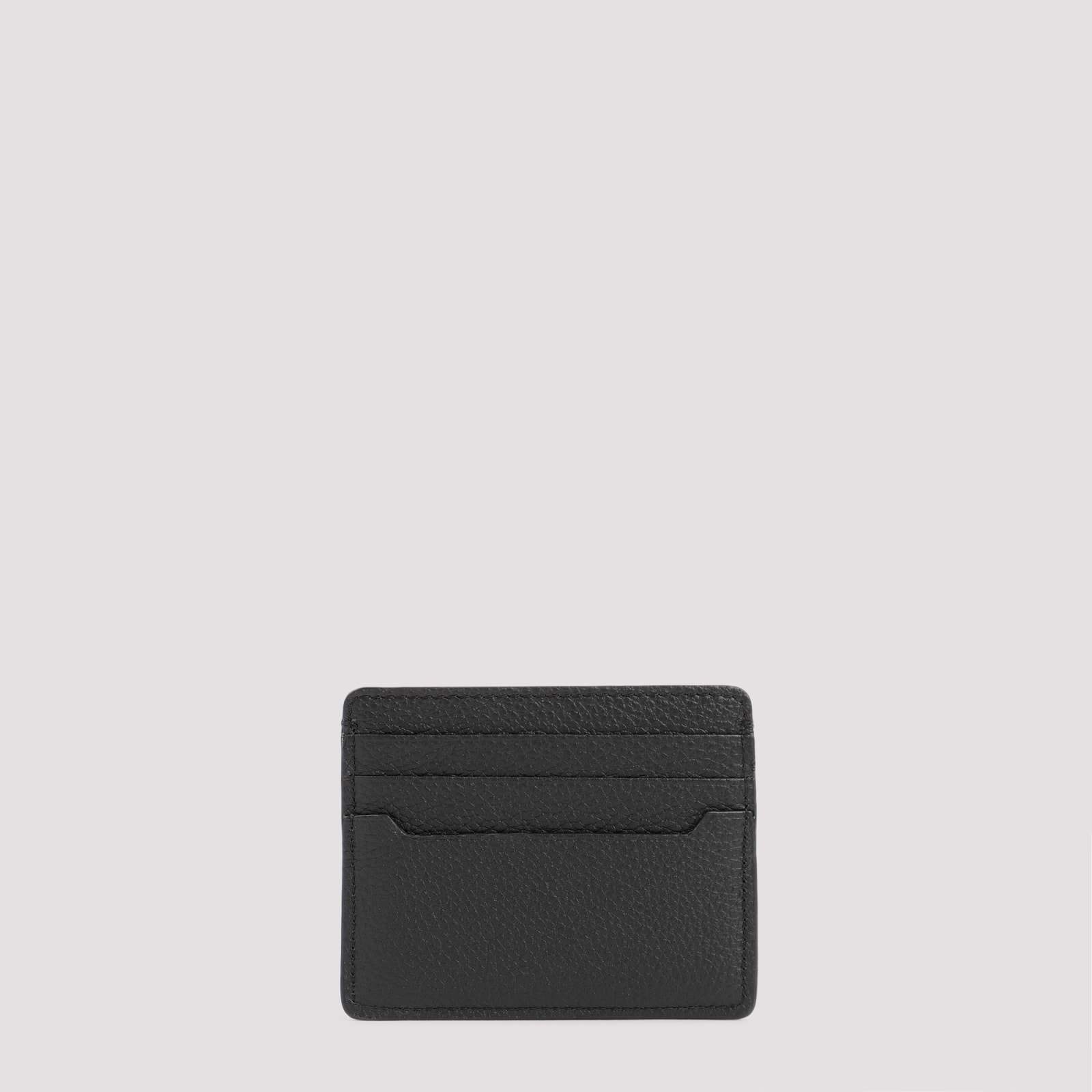 Shop Brioni Leather Card Holder In Black Taupe