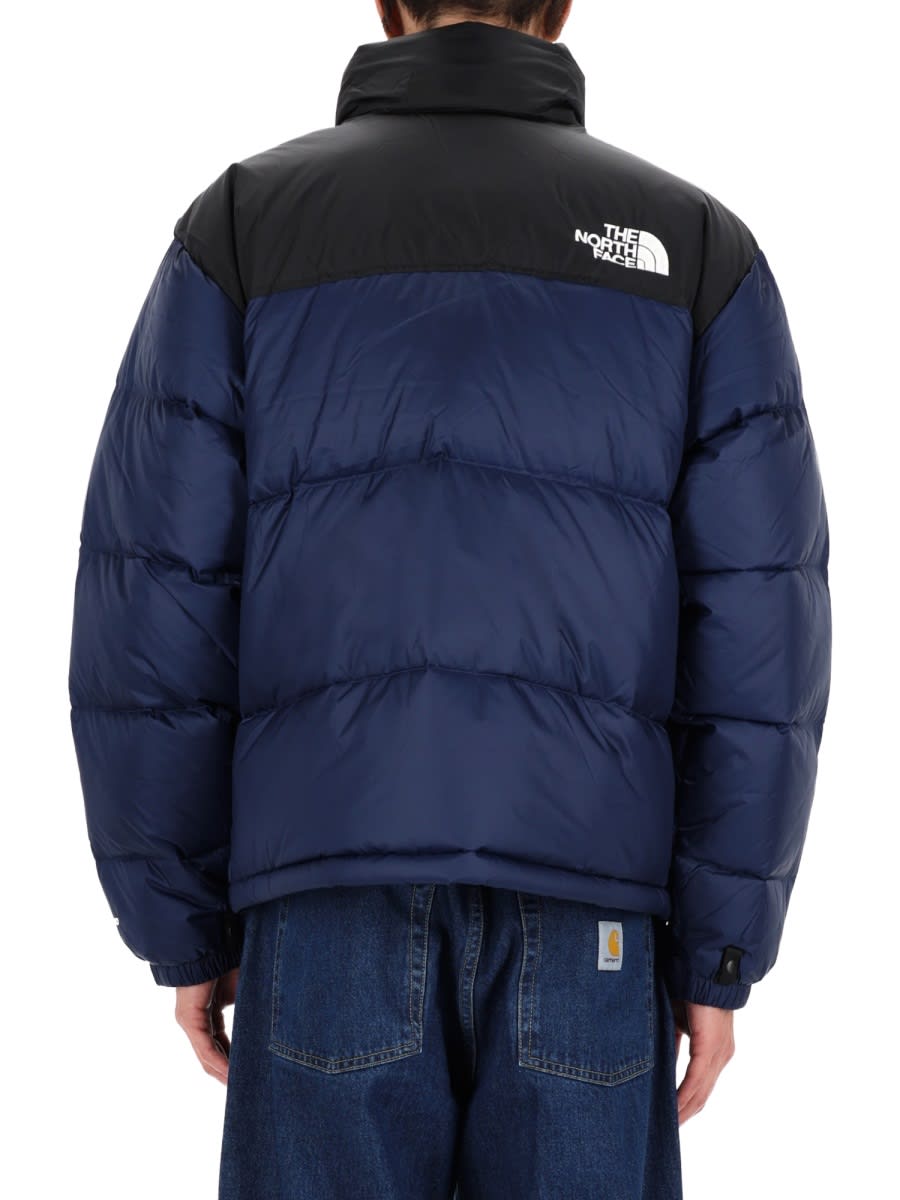 The North Face Padded High-collar Down Jacket With Detachable Hood In Blue